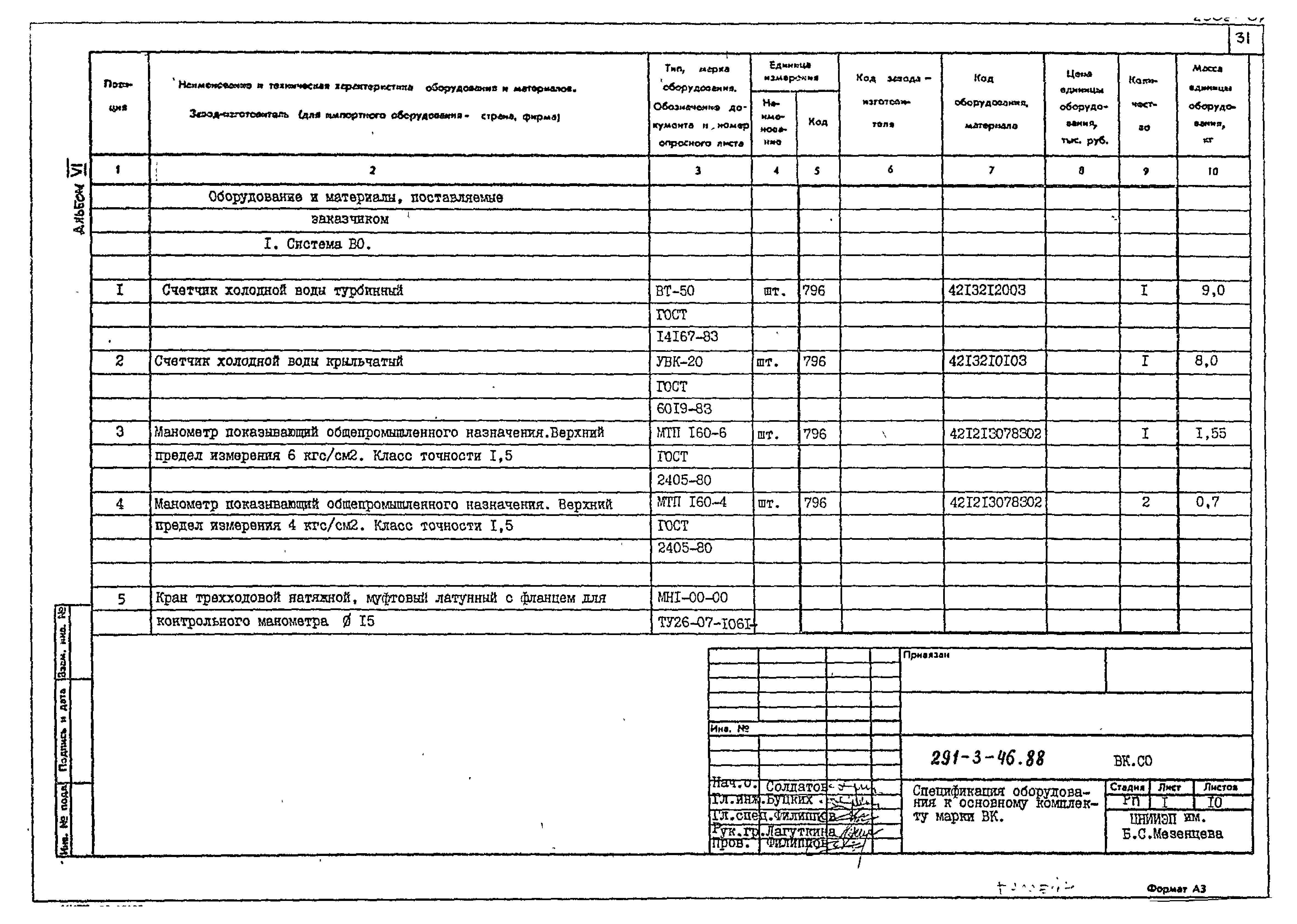 Типовой проект 291-3-46.88