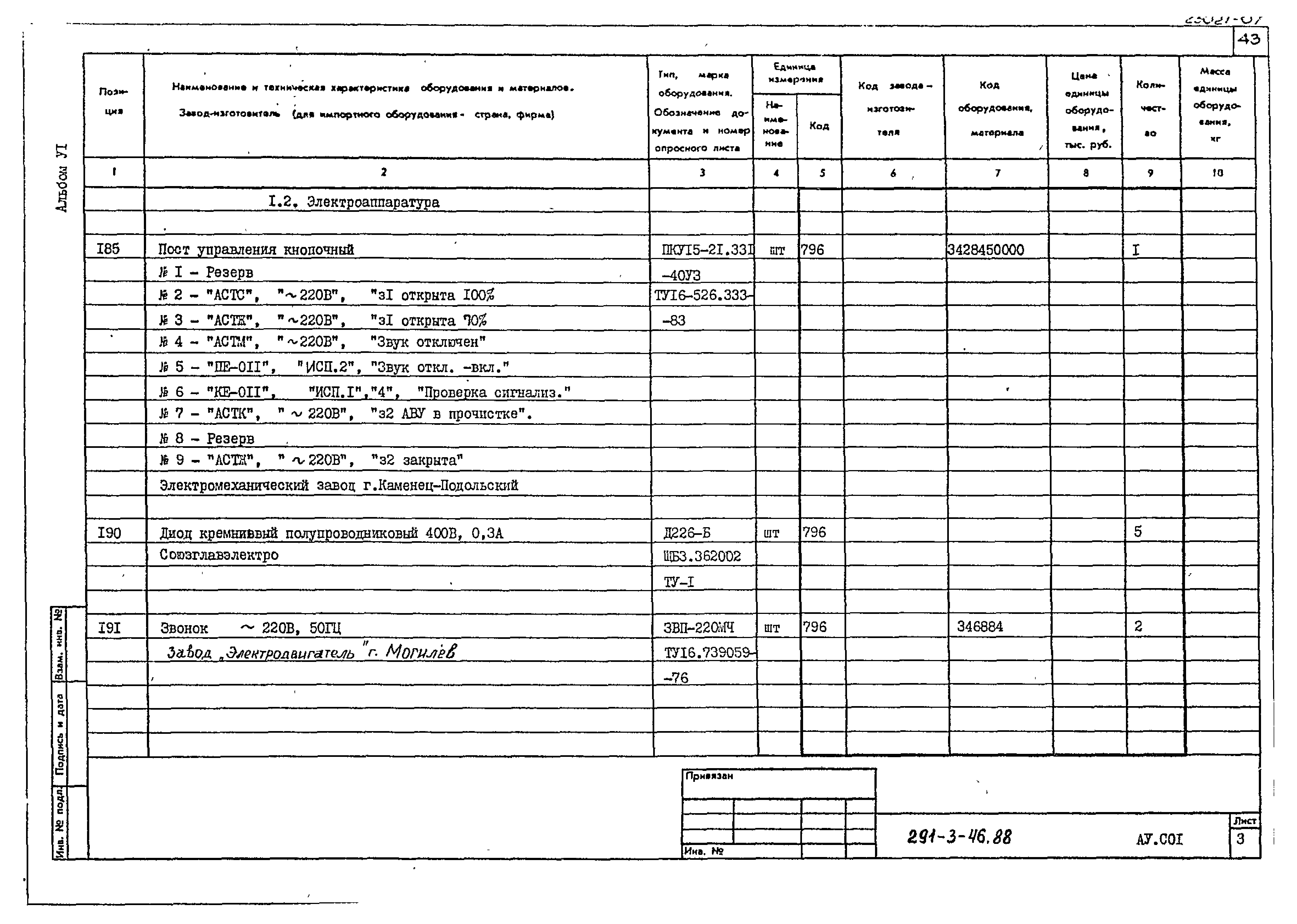 Типовой проект 291-3-46.88