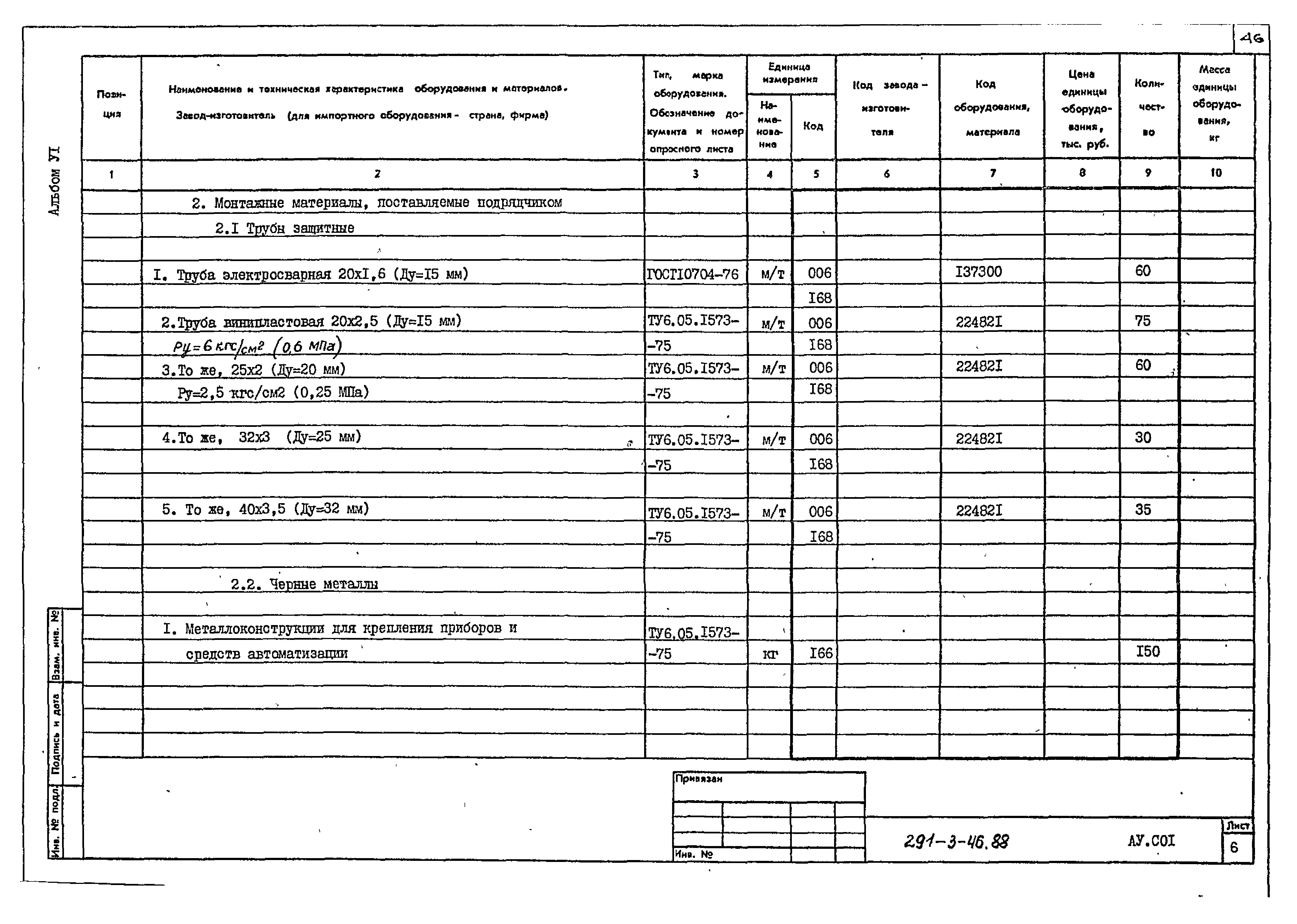 Типовой проект 291-3-46.88