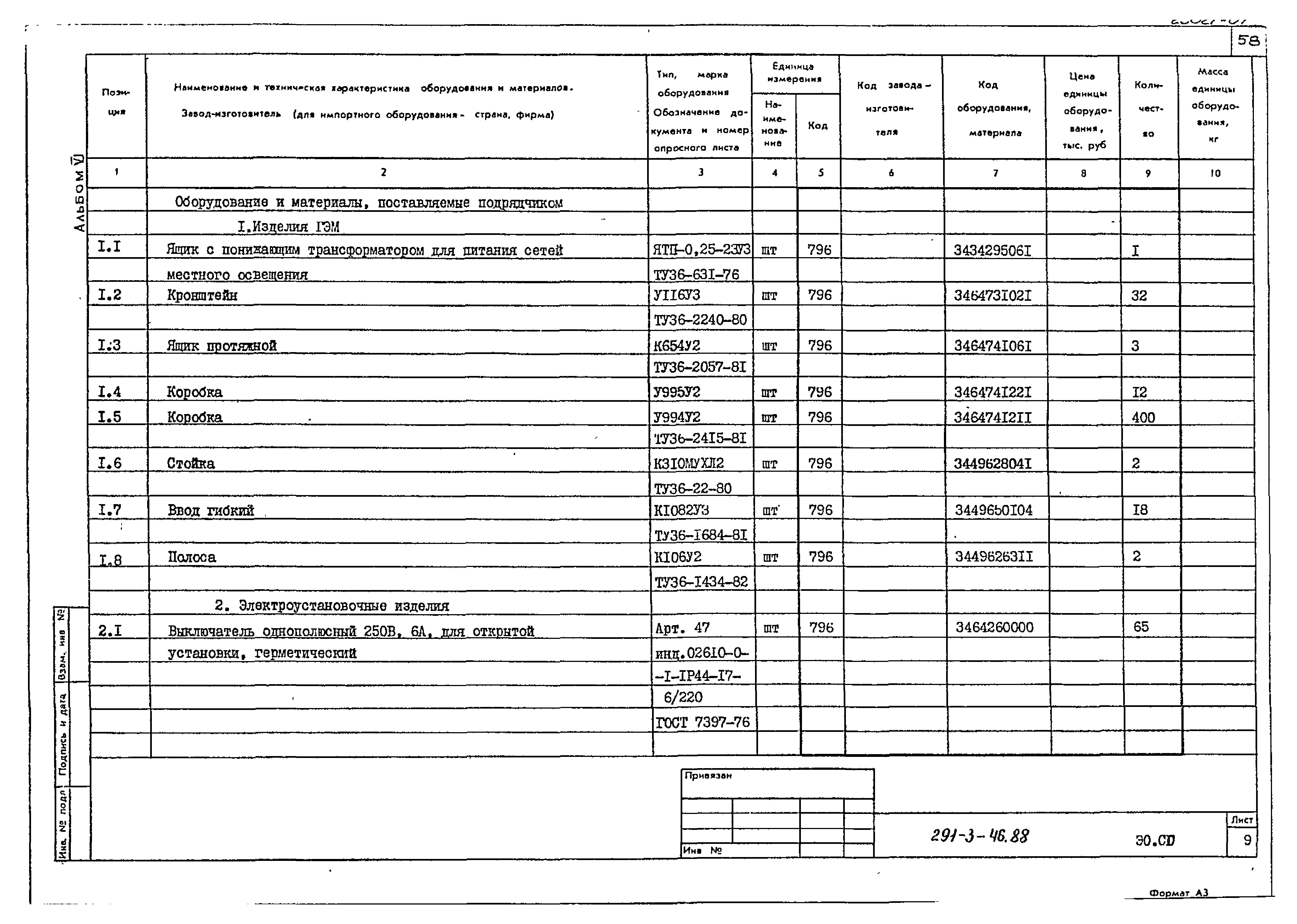 Типовой проект 291-3-46.88