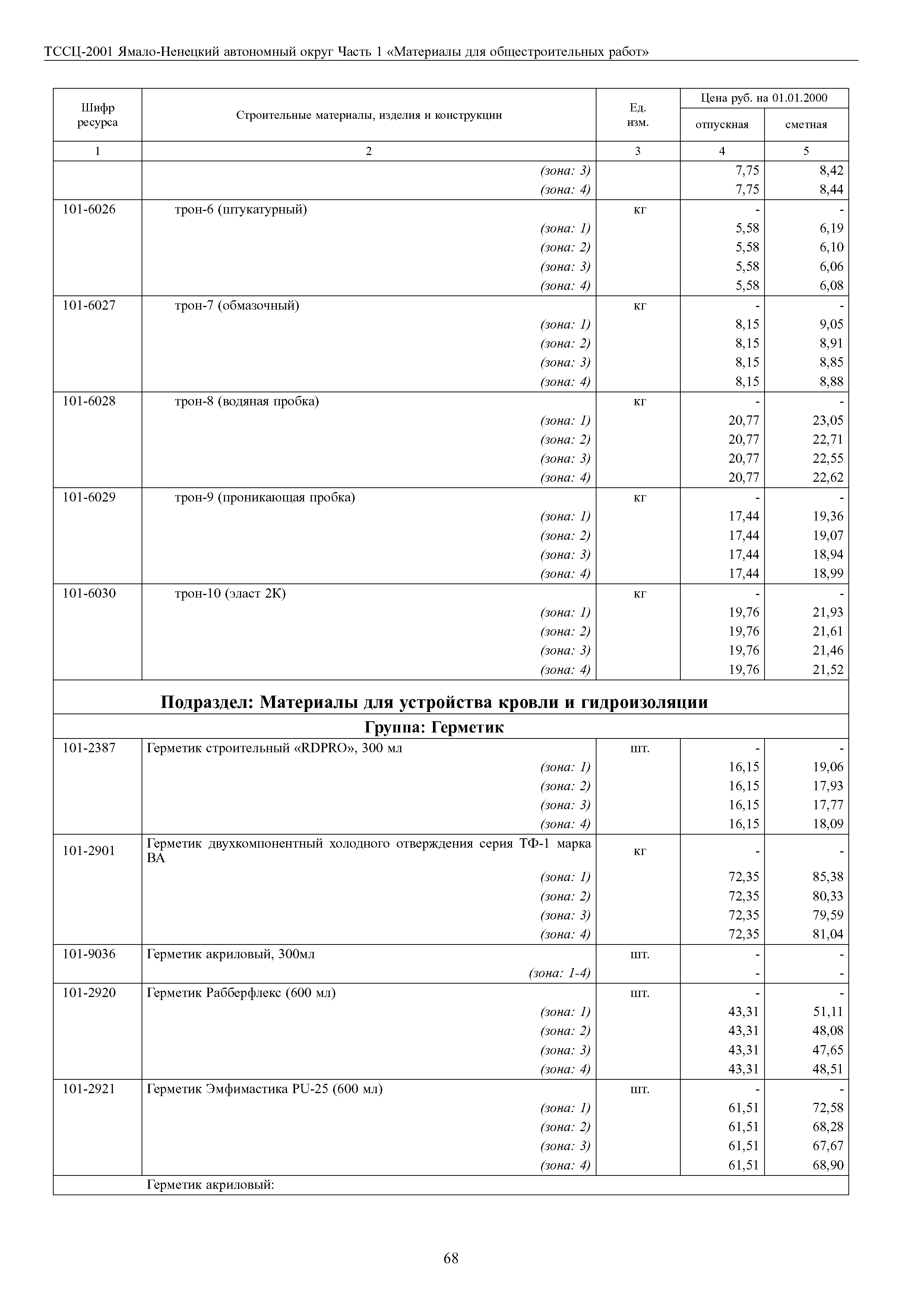 ТССЦ Ямало-Ненецкий автономный округ 01-2001