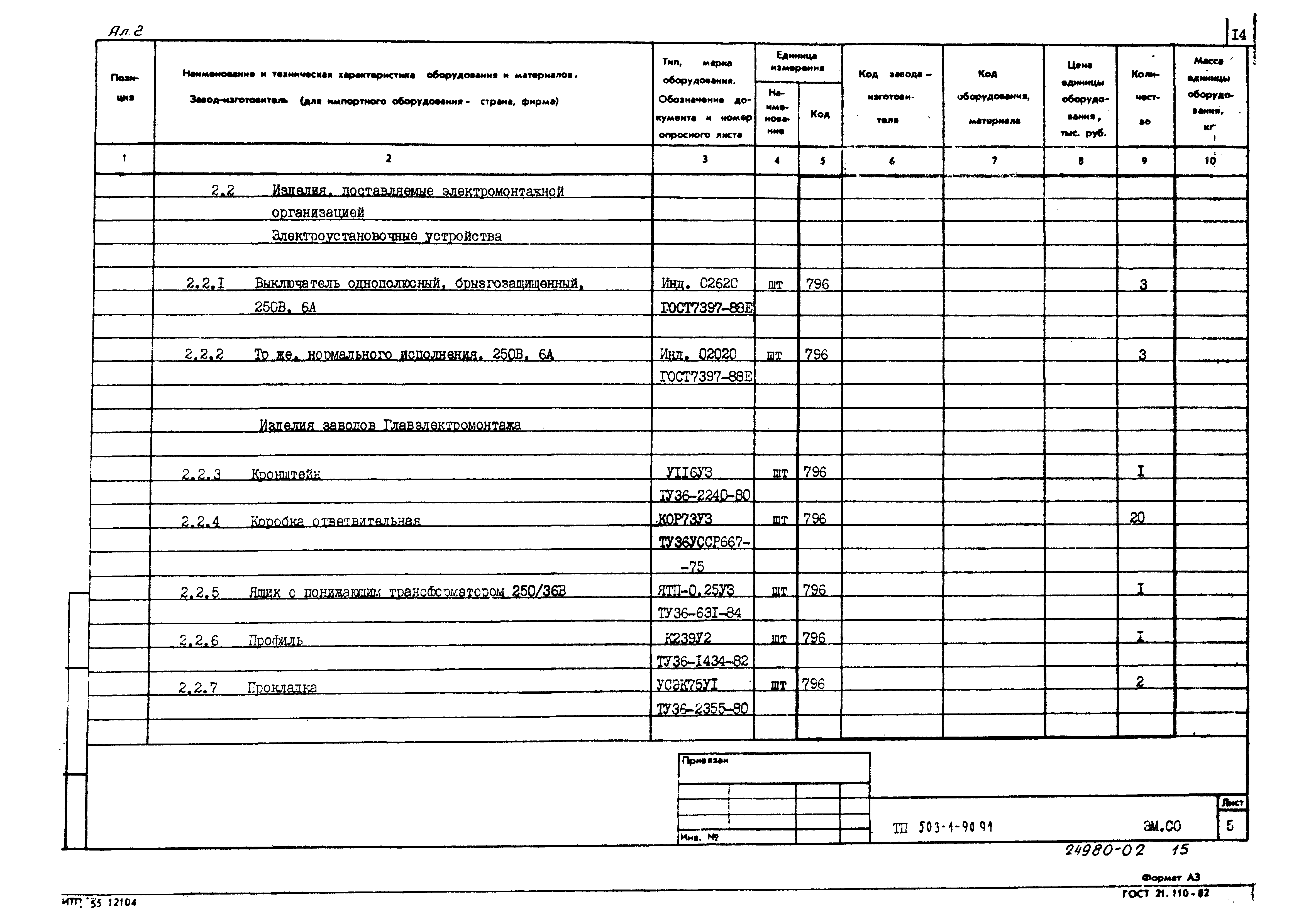 Типовой проект 503-1-90.91