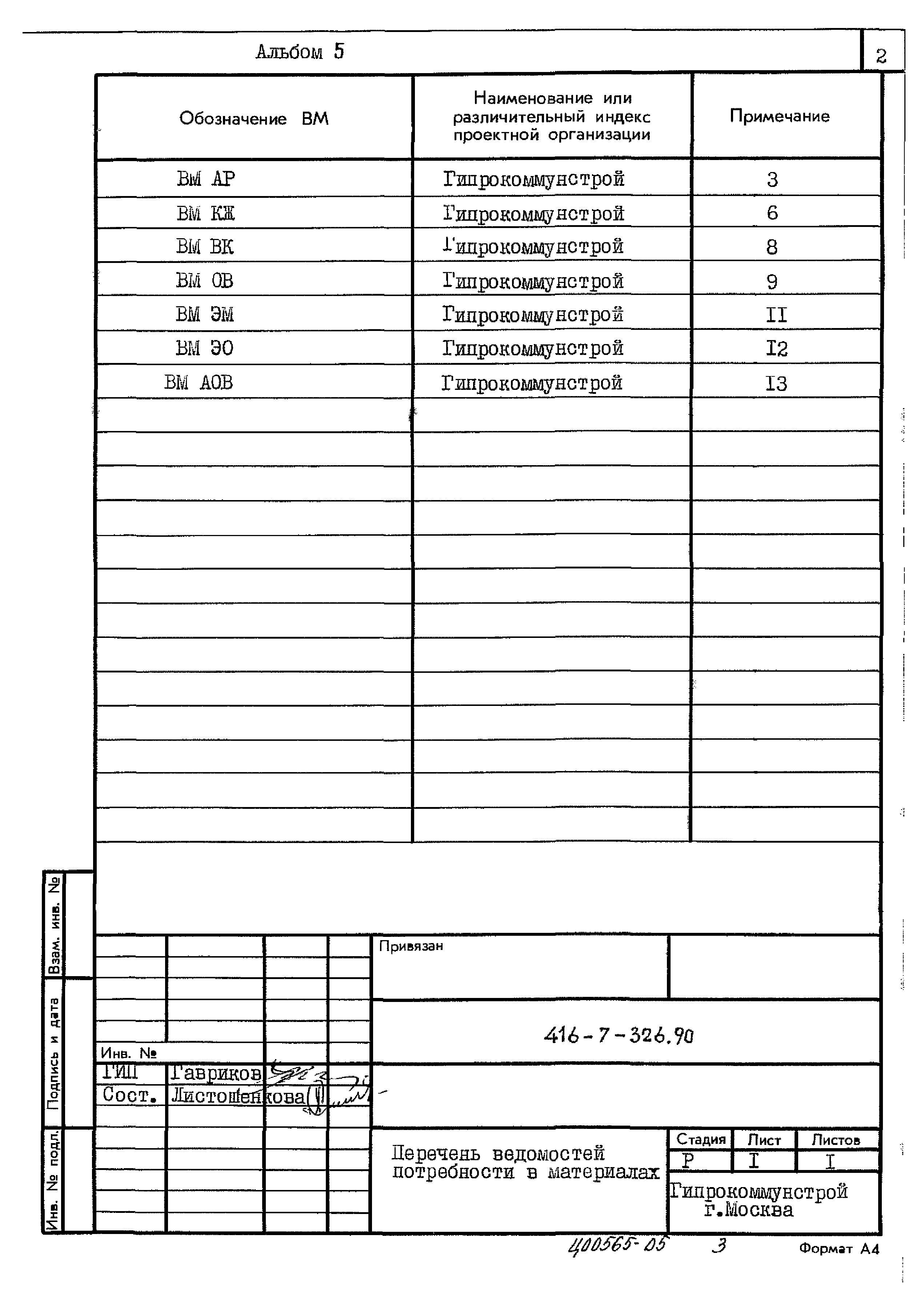 Типовой проект 416-7-326.90