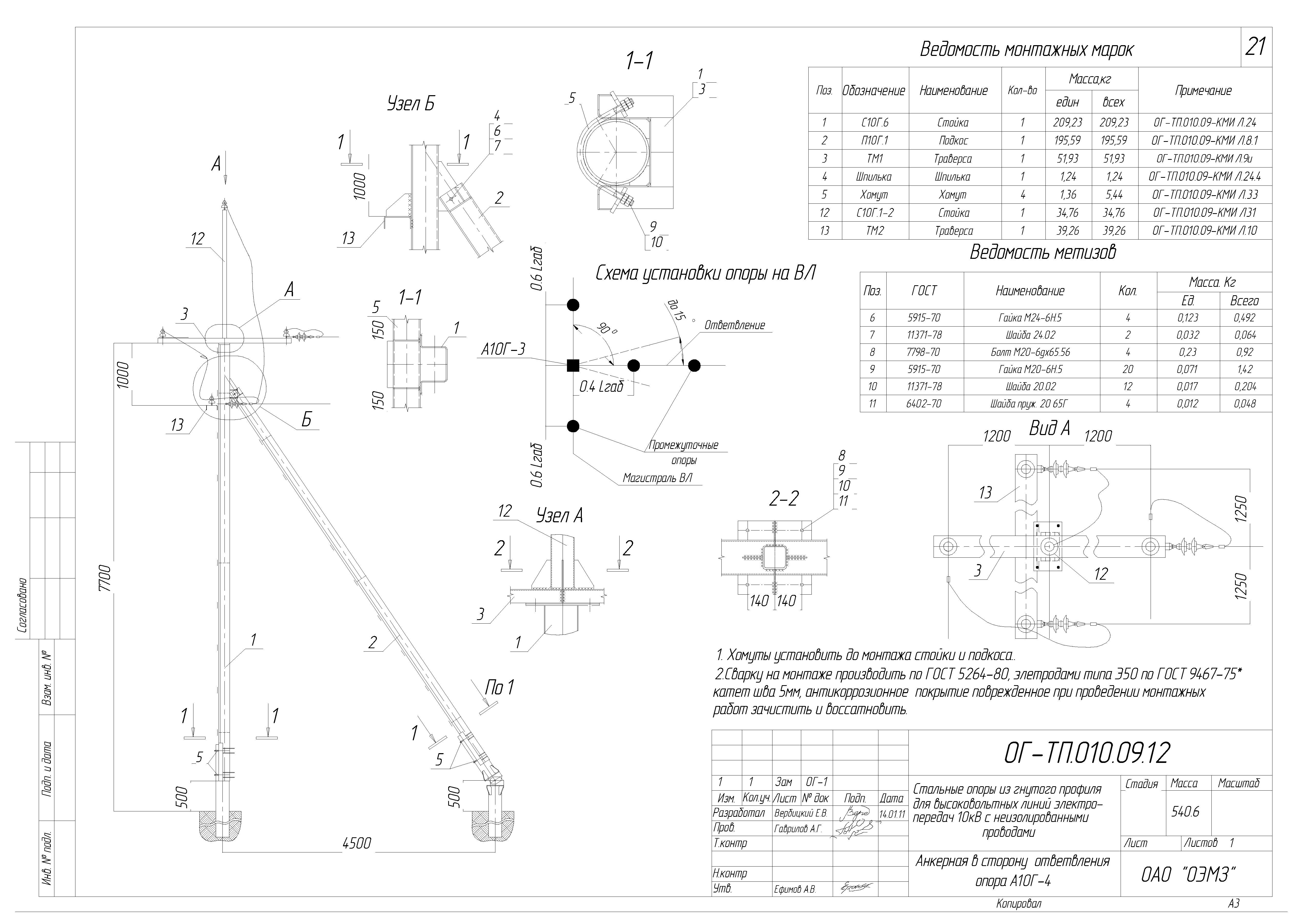 Типовые конструкции ОГ-ТП.010.09