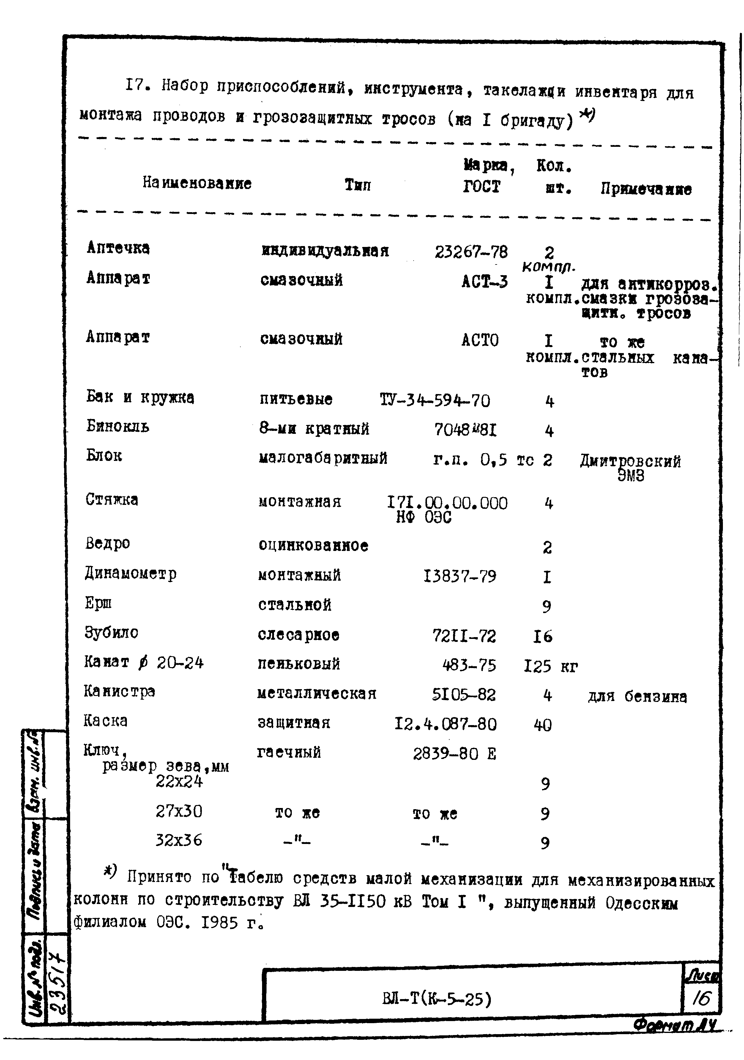 Технологическая карта К-5-25-36