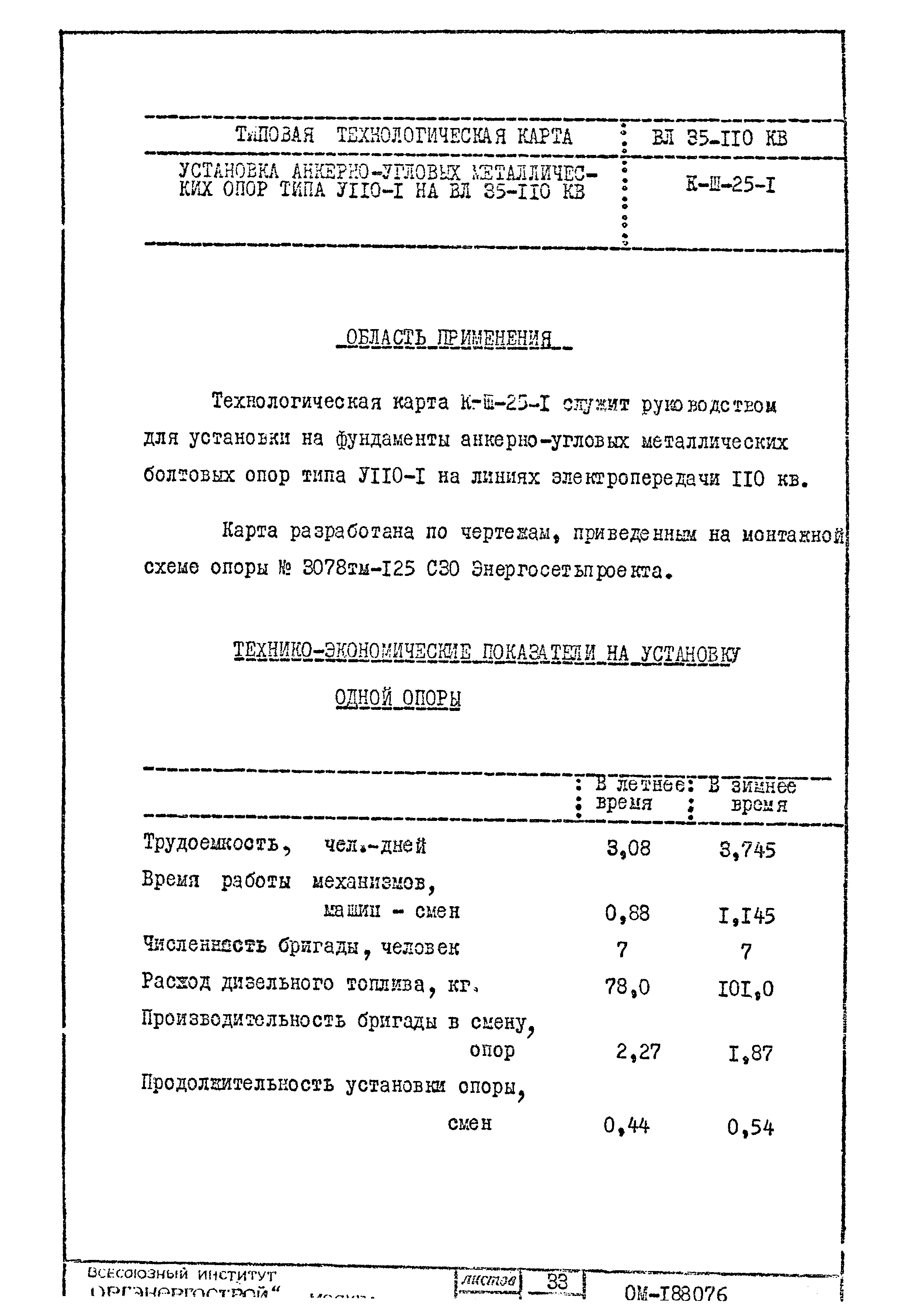 Технологическая карта К-III-25-1