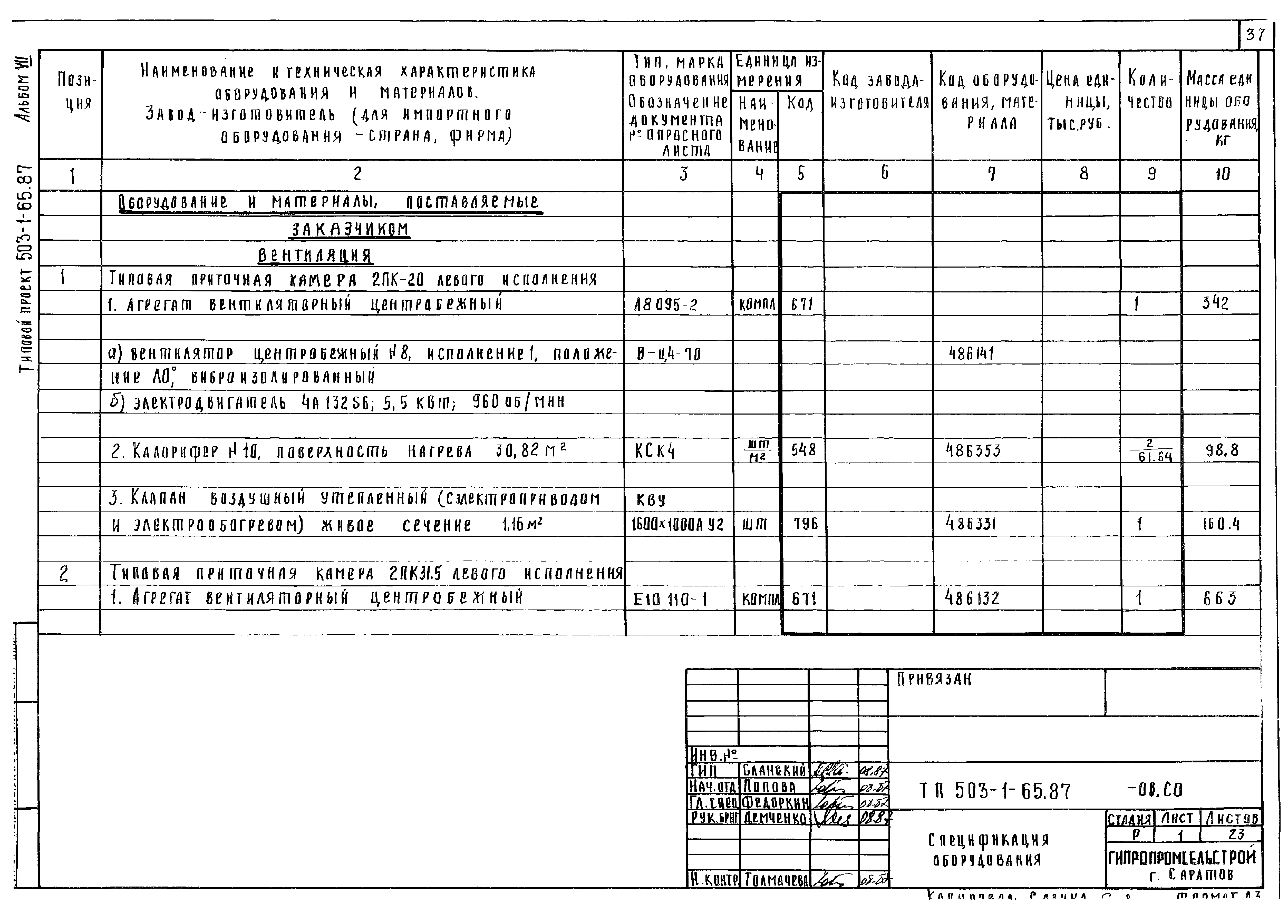 Типовой проект 503-1-65.87