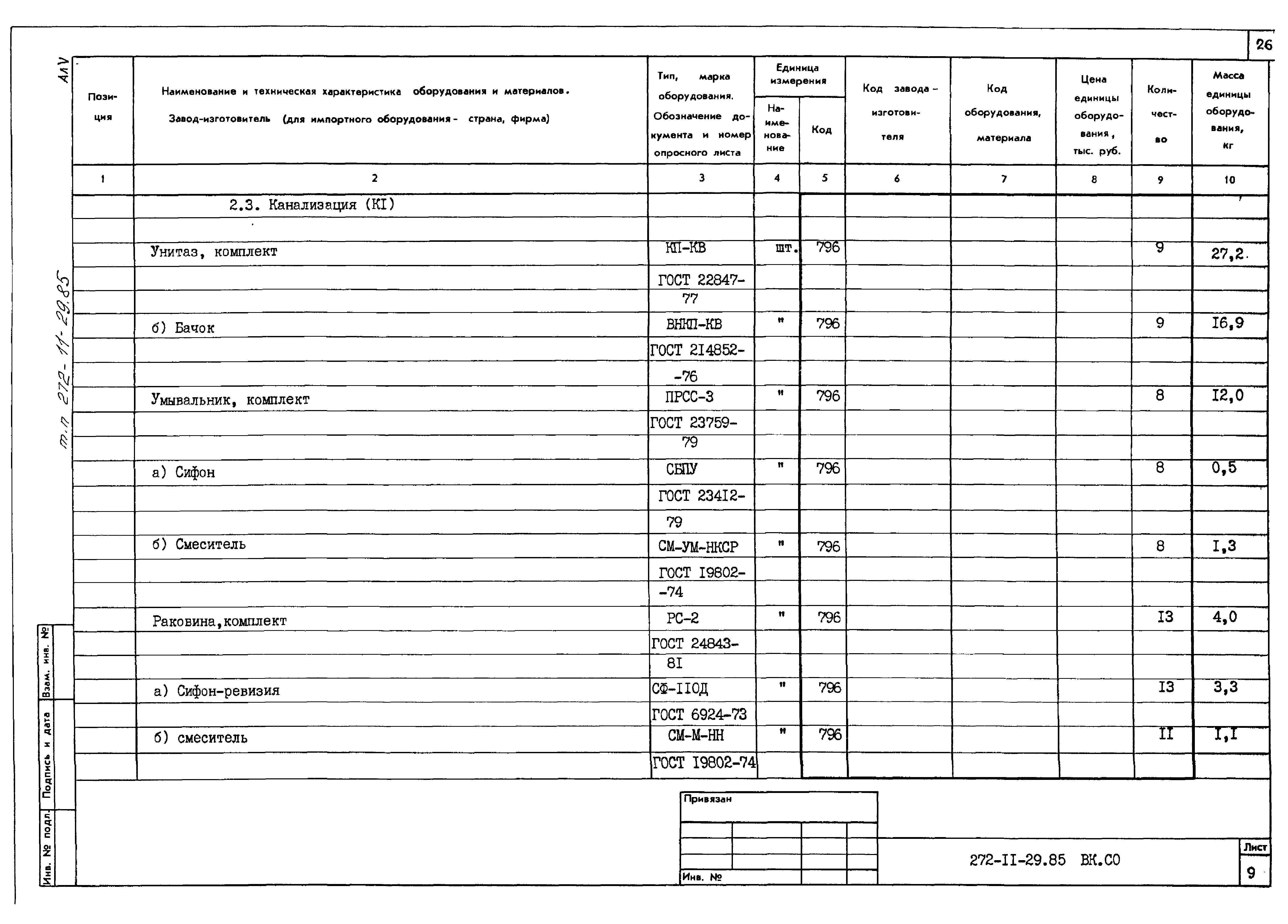 Типовой проект 272-11-29.85