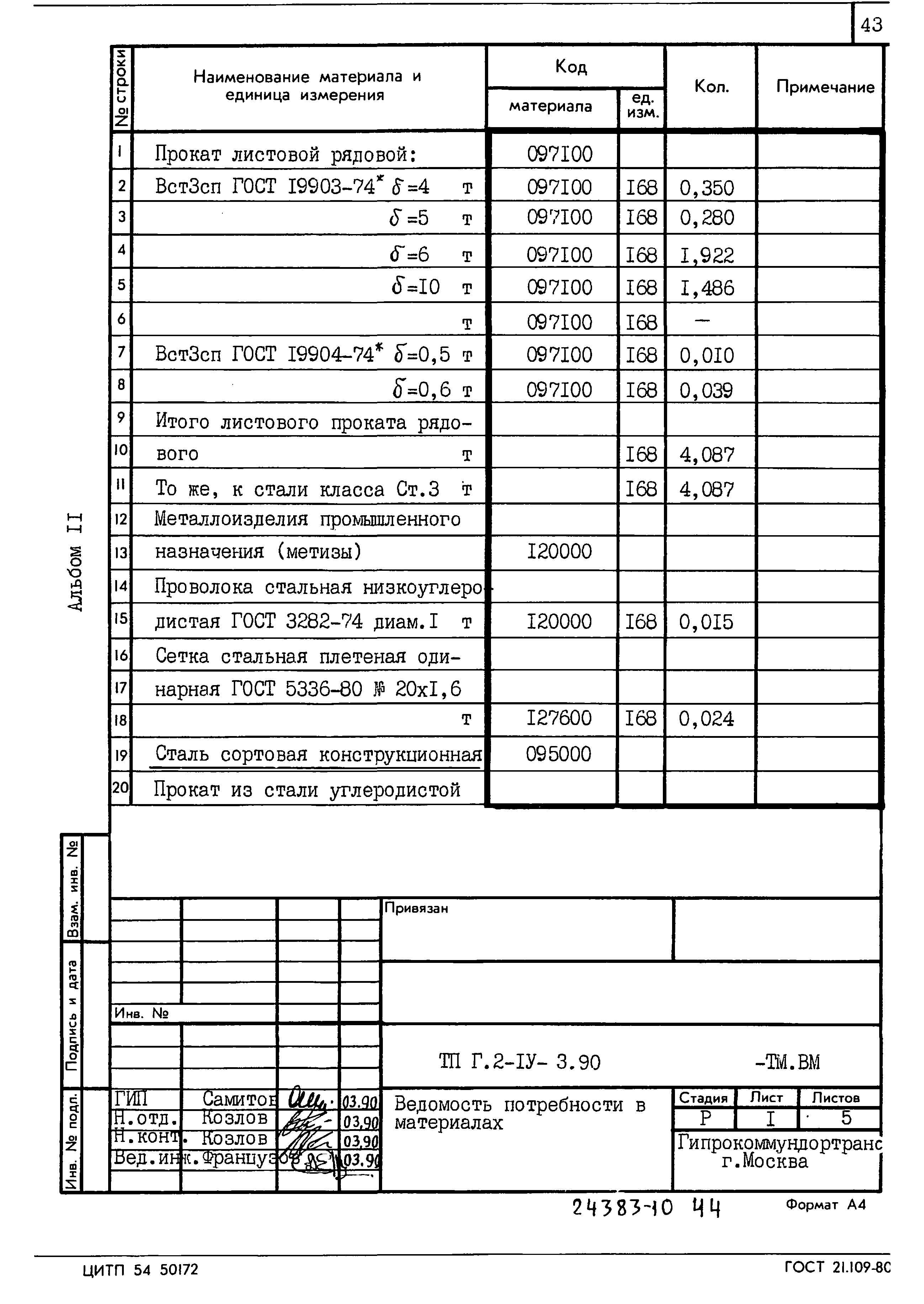 Типовой проект Г.2-IV-3.90