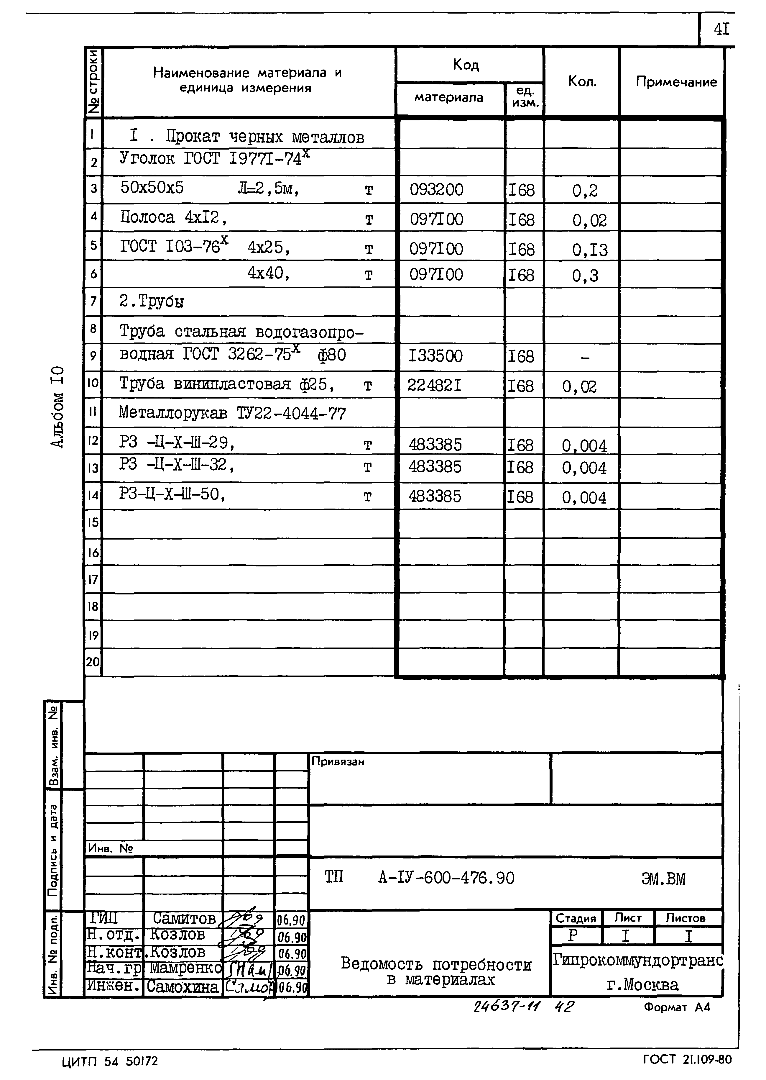 Типовой проект А-IV-600-476.90