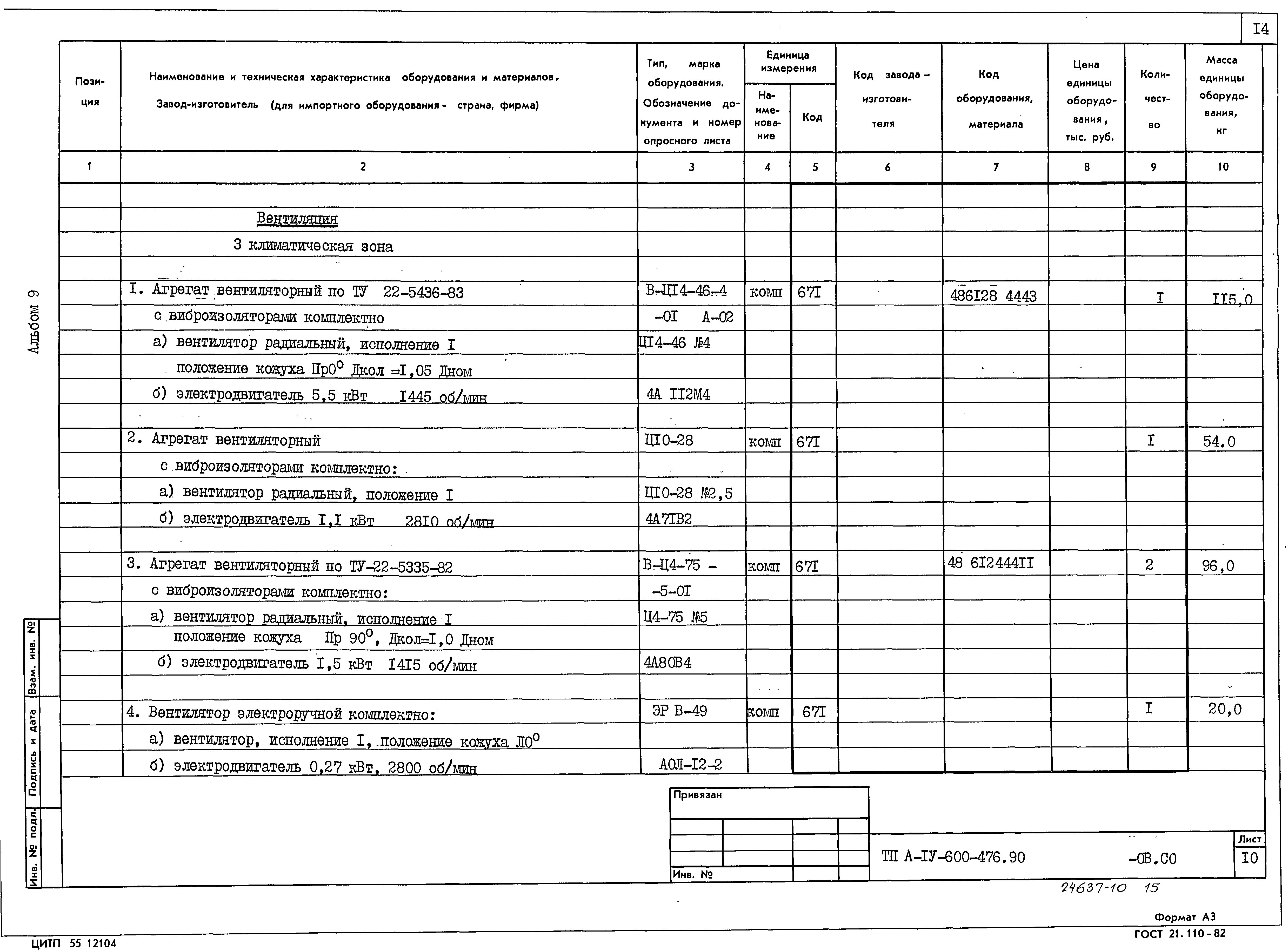 Типовой проект А-IV-600-476.90