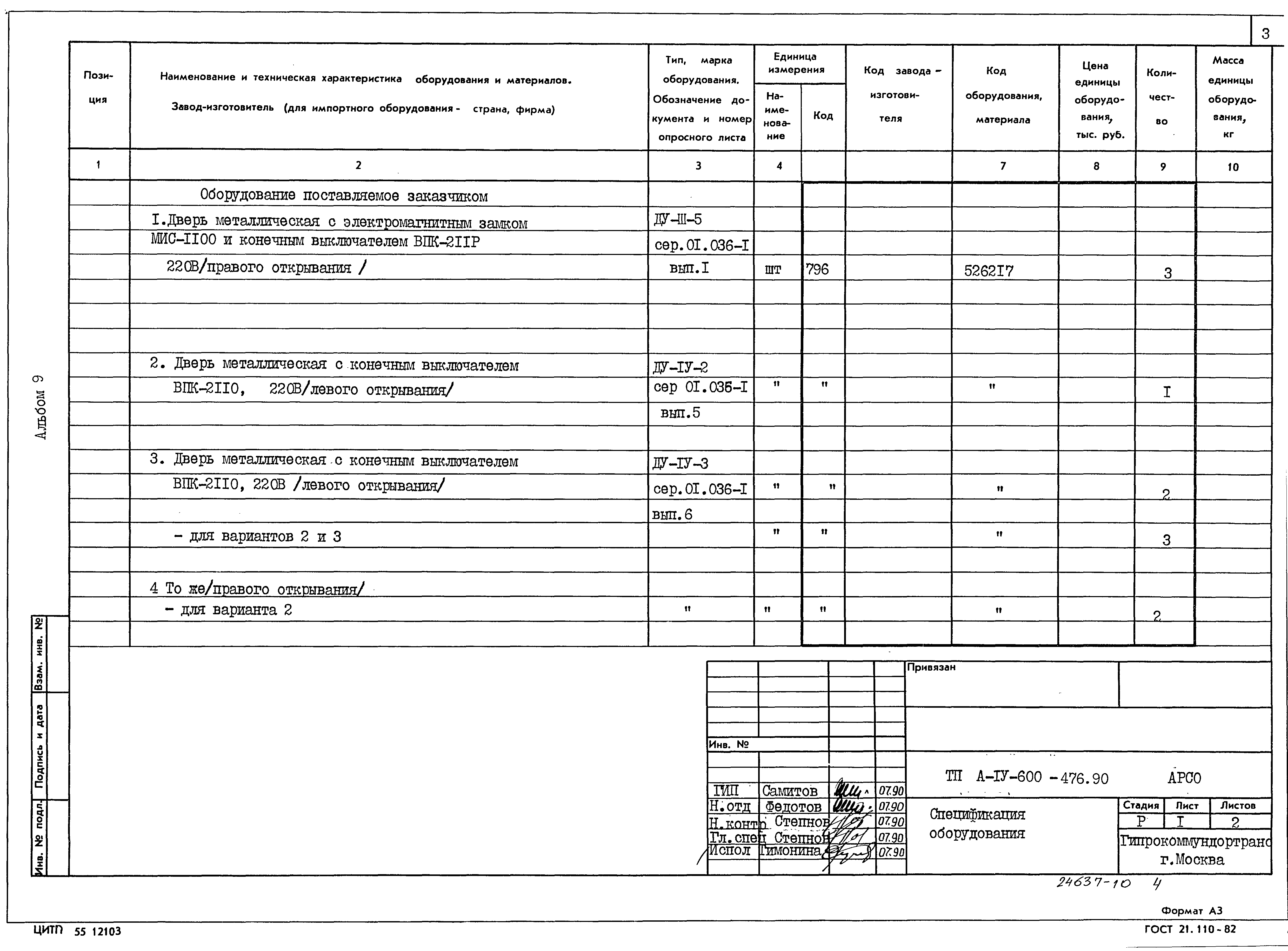 Типовой проект А-IV-600-476.90