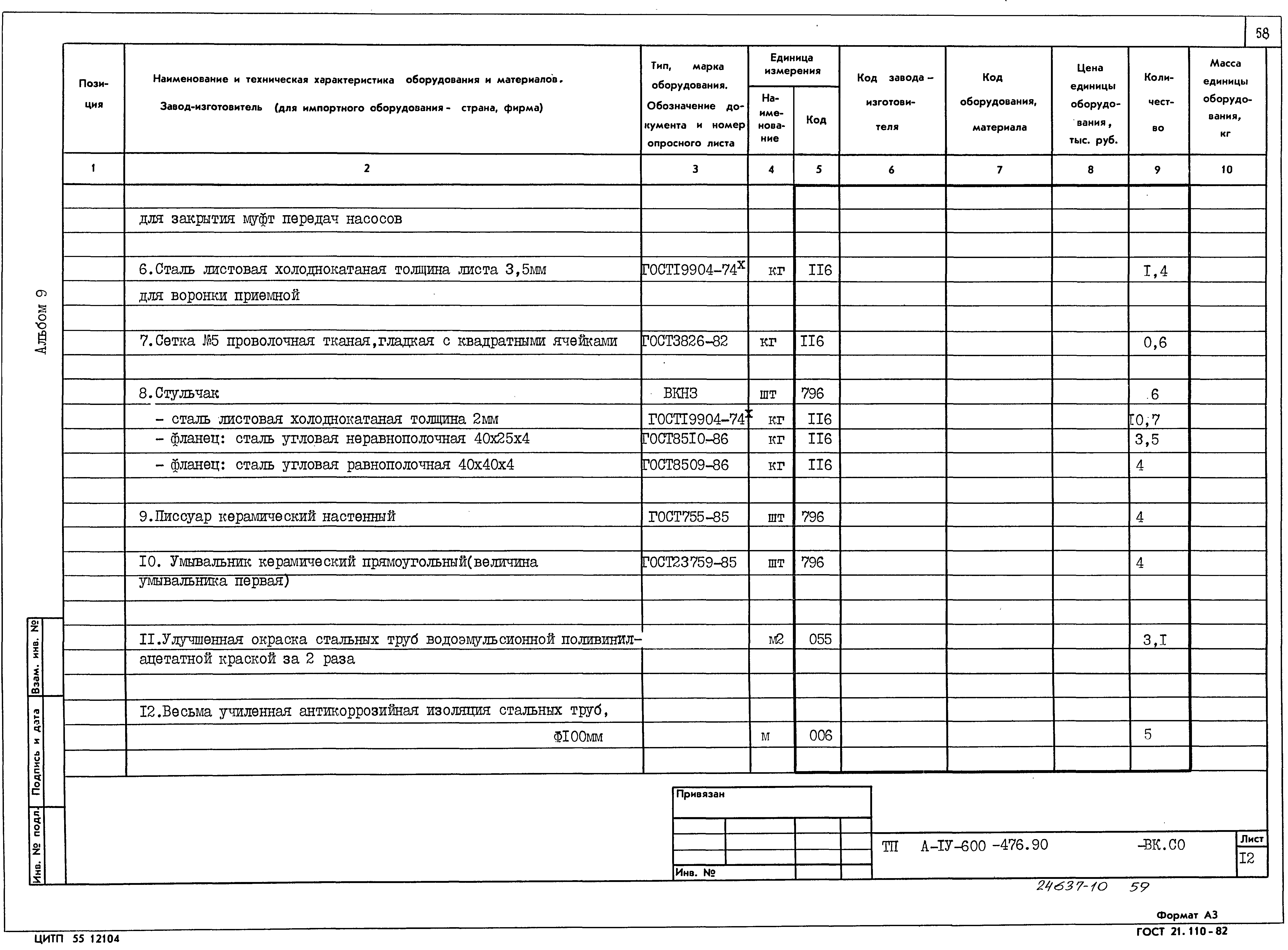 Типовой проект А-IV-600-476.90