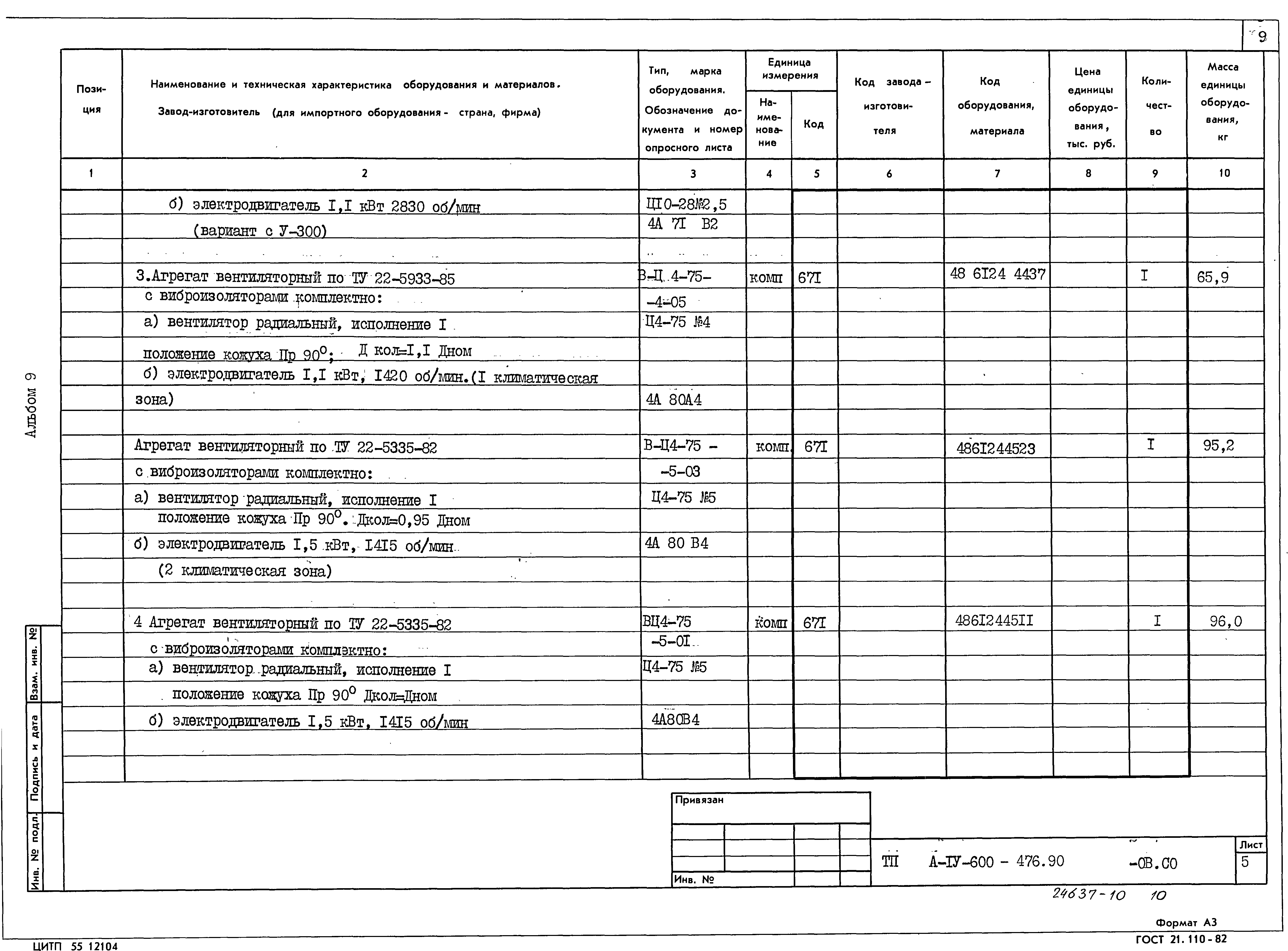 Типовой проект А-IV-600-476.90