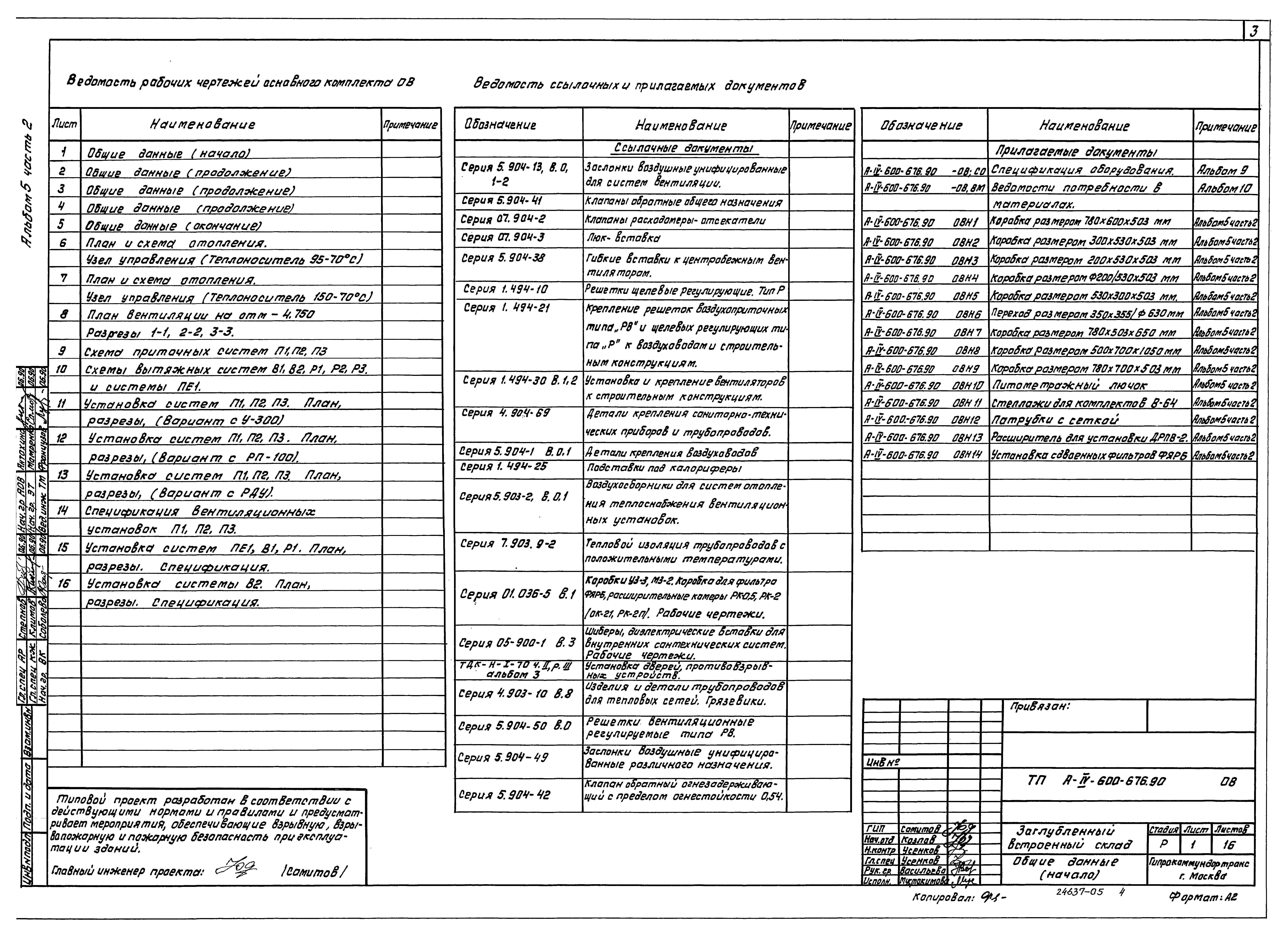 Типовой проект А-IV-600-476.90