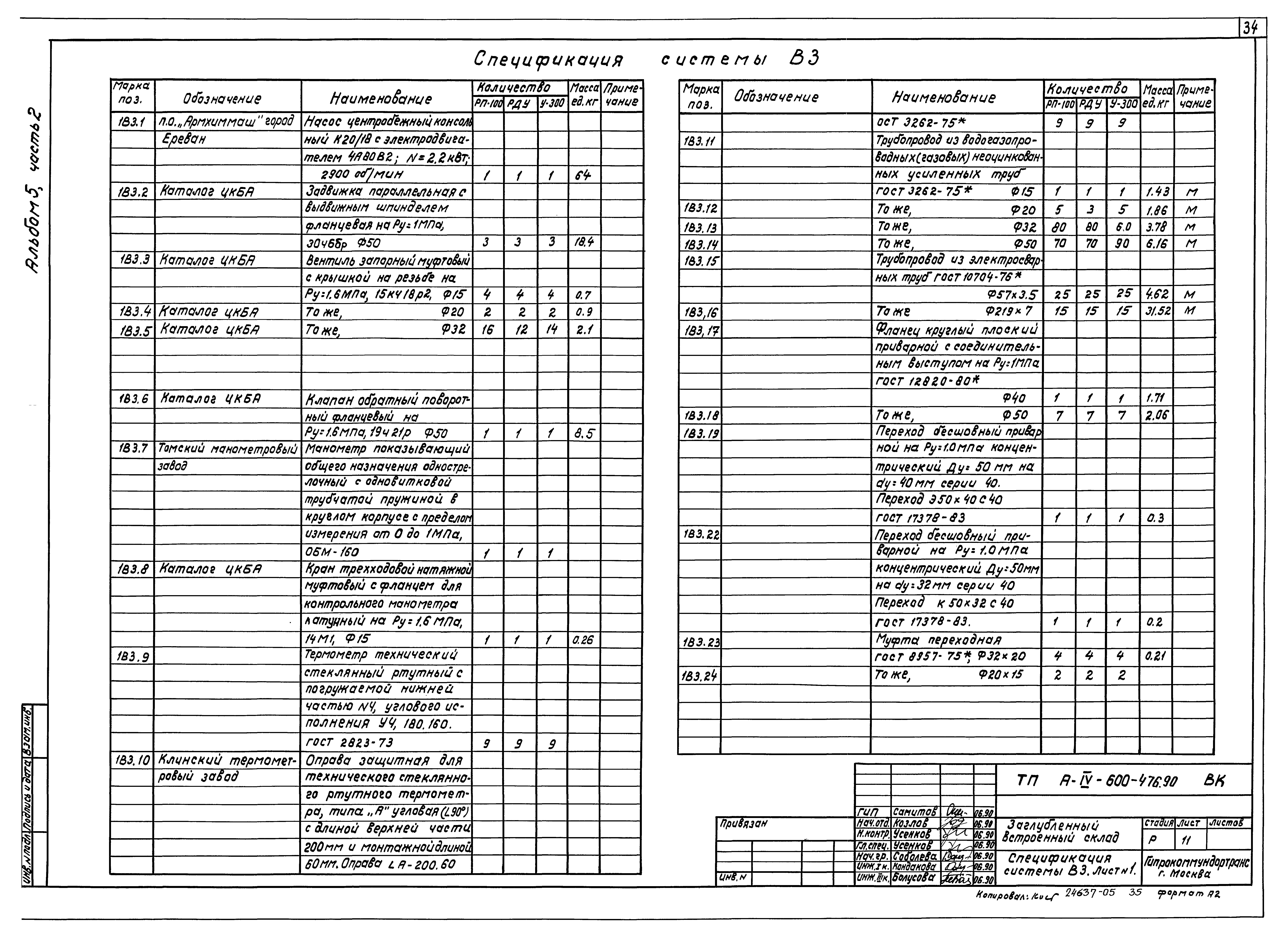 Типовой проект А-IV-600-476.90