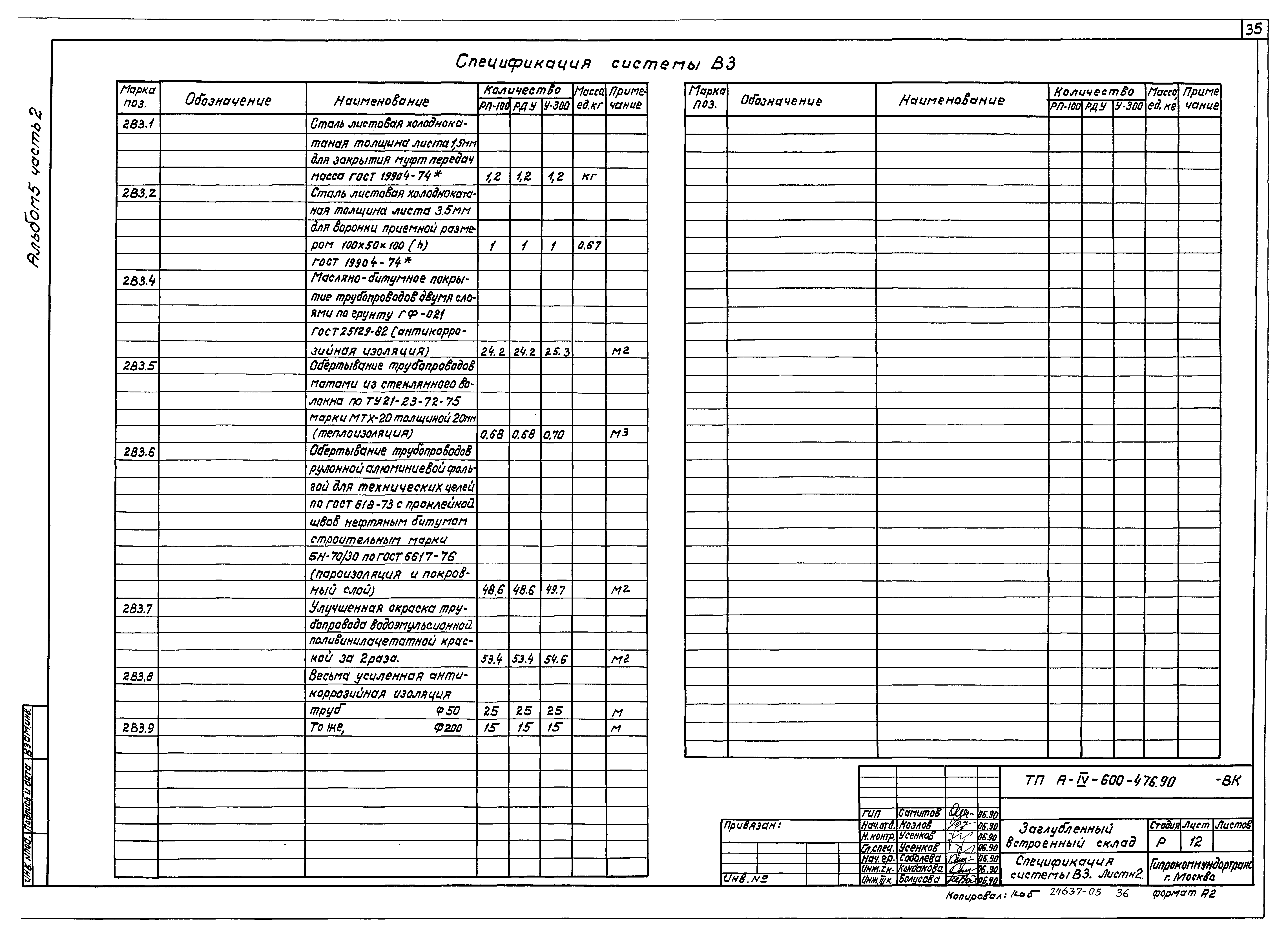 Типовой проект А-IV-600-476.90