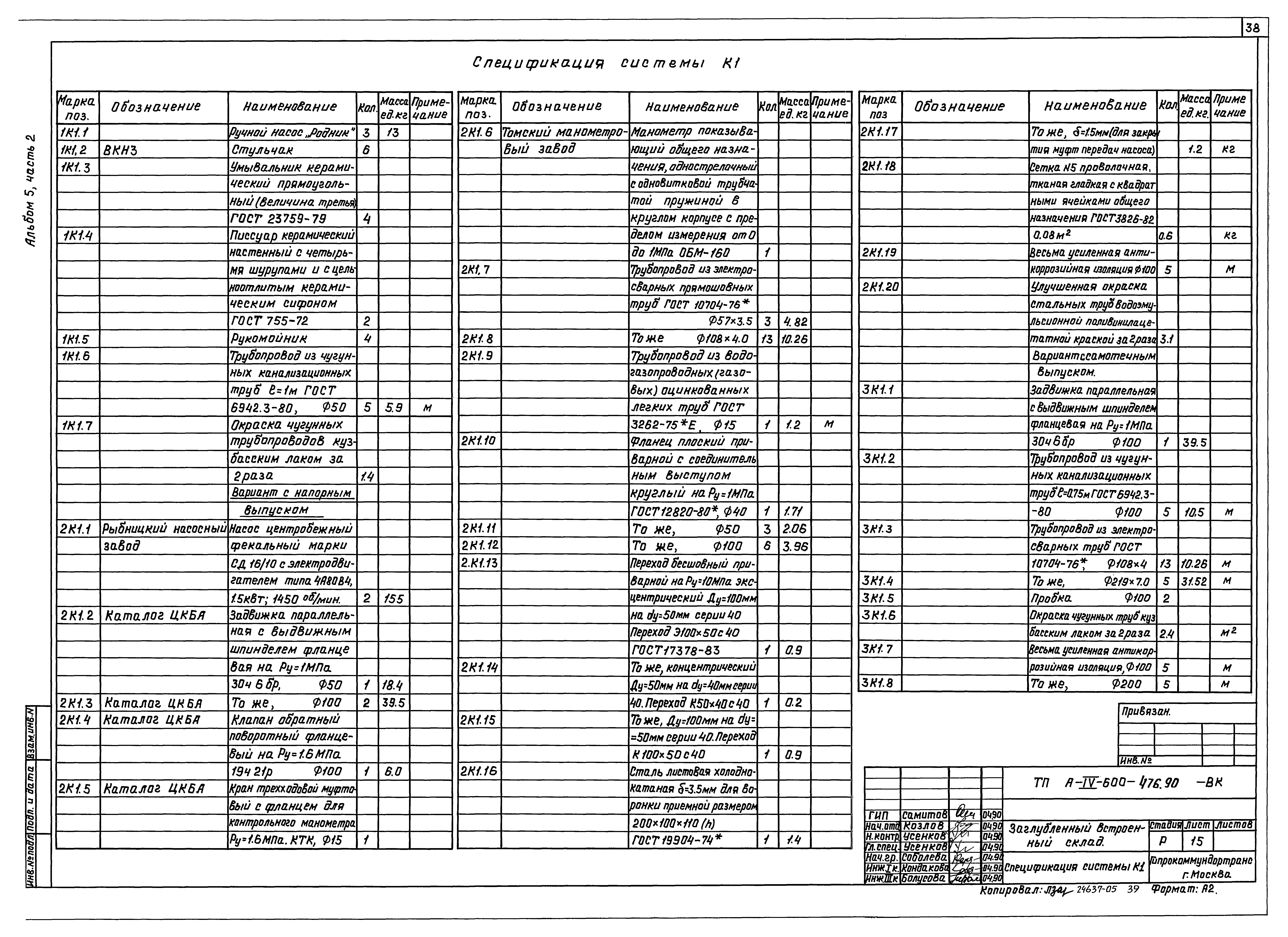 Типовой проект А-IV-600-476.90