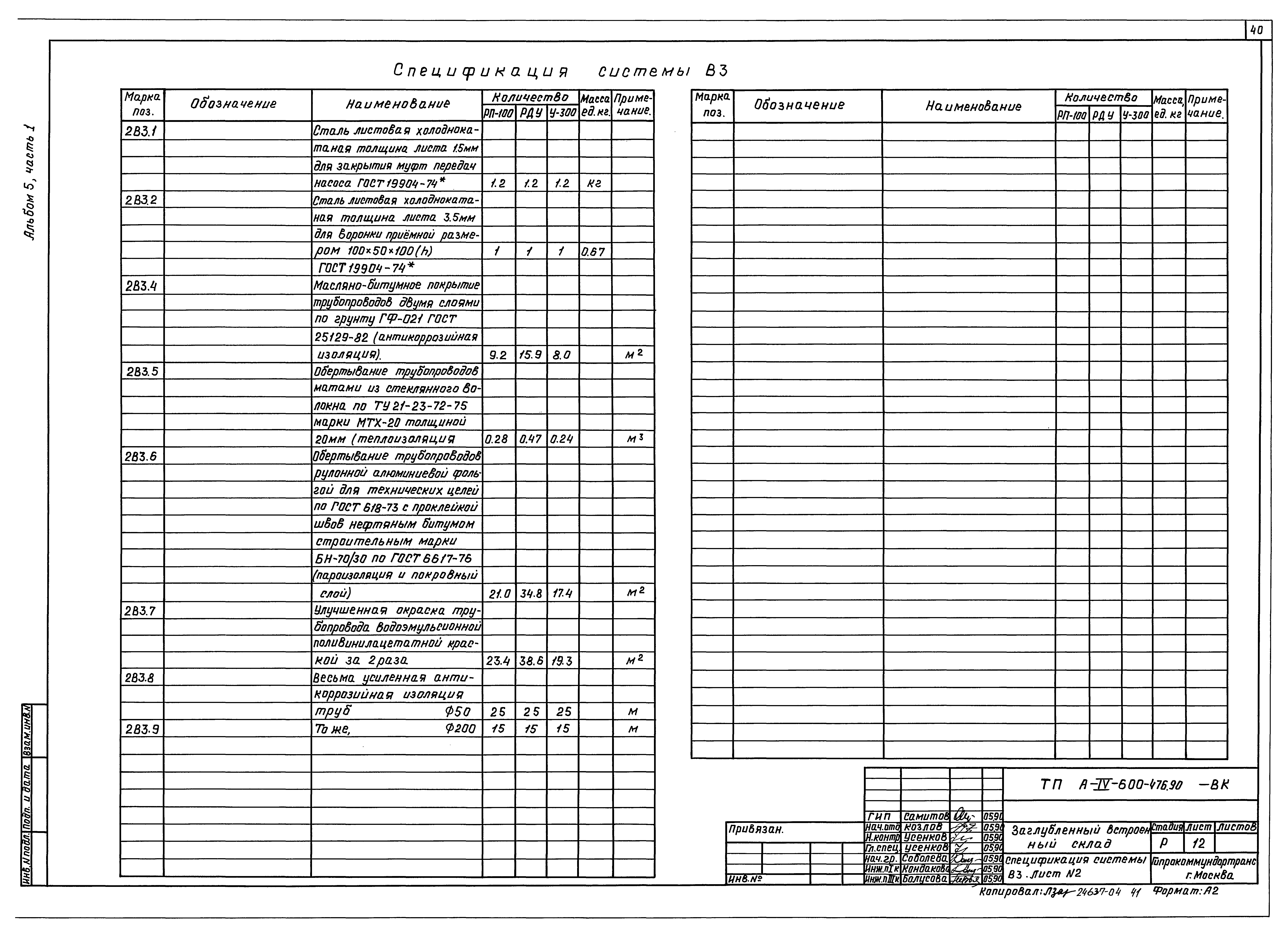 Типовой проект А-IV-600-476.90
