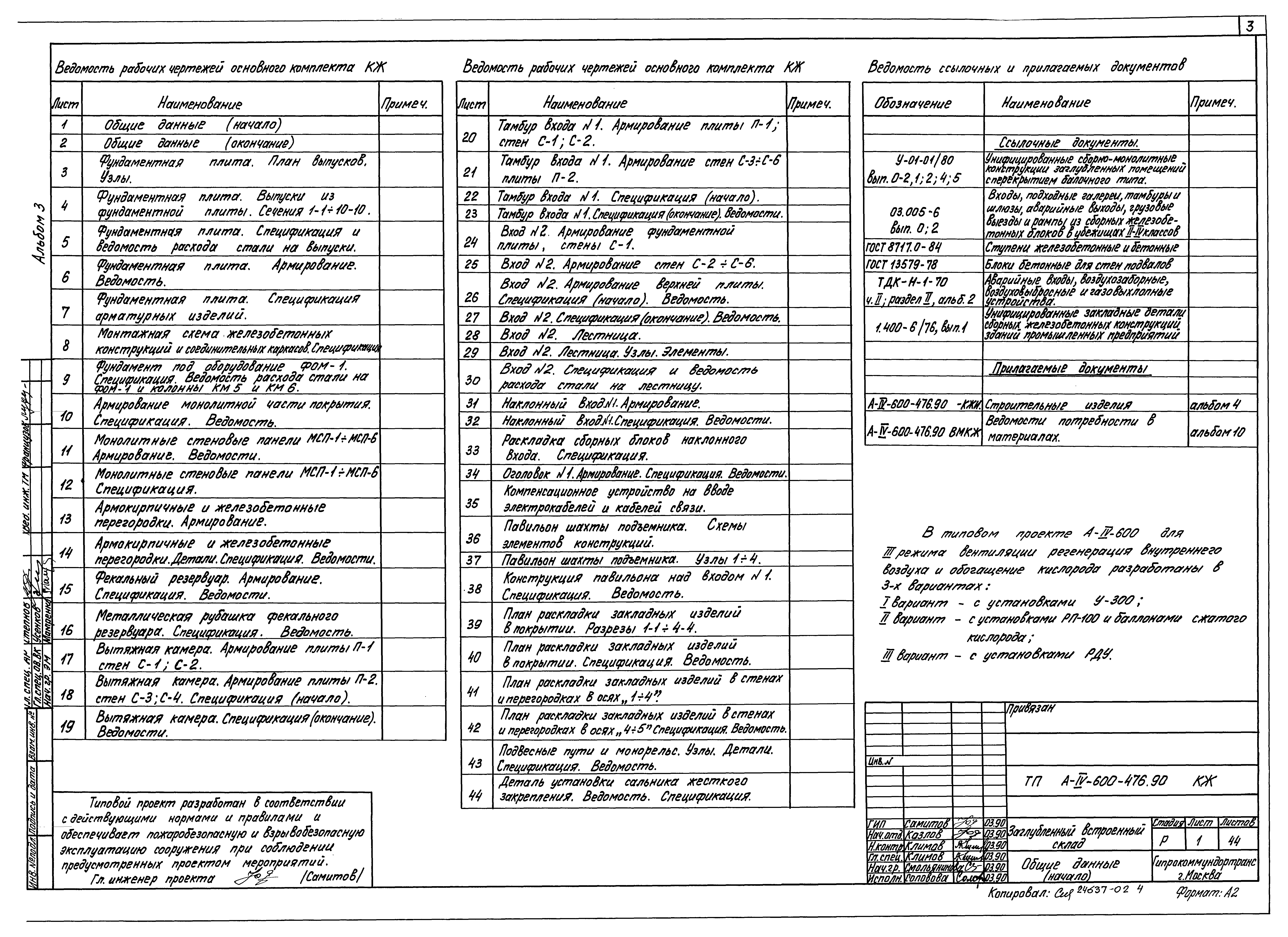 Типовой проект А-IV-600-476.90