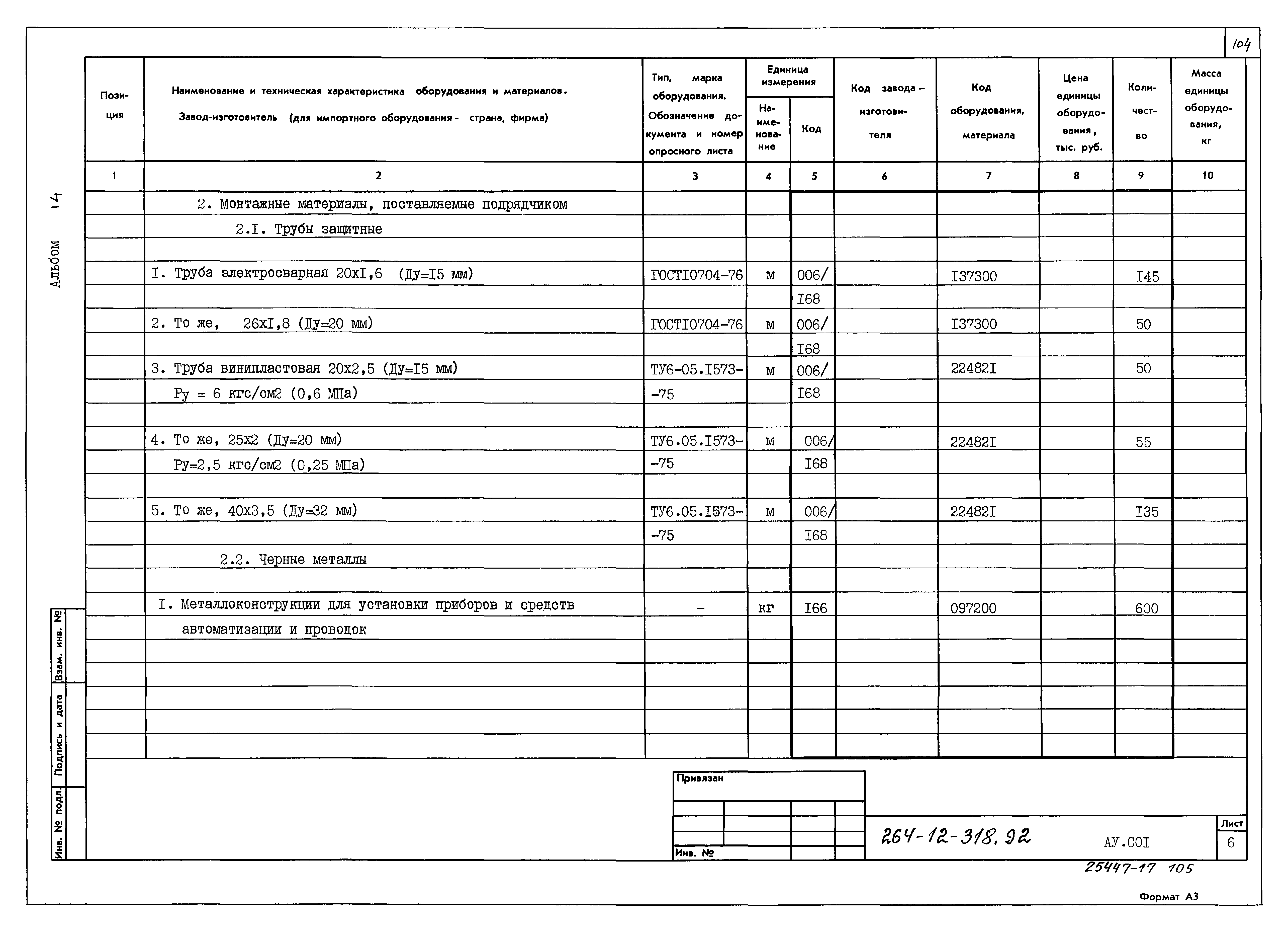 Типовой проект 264-12-318.92