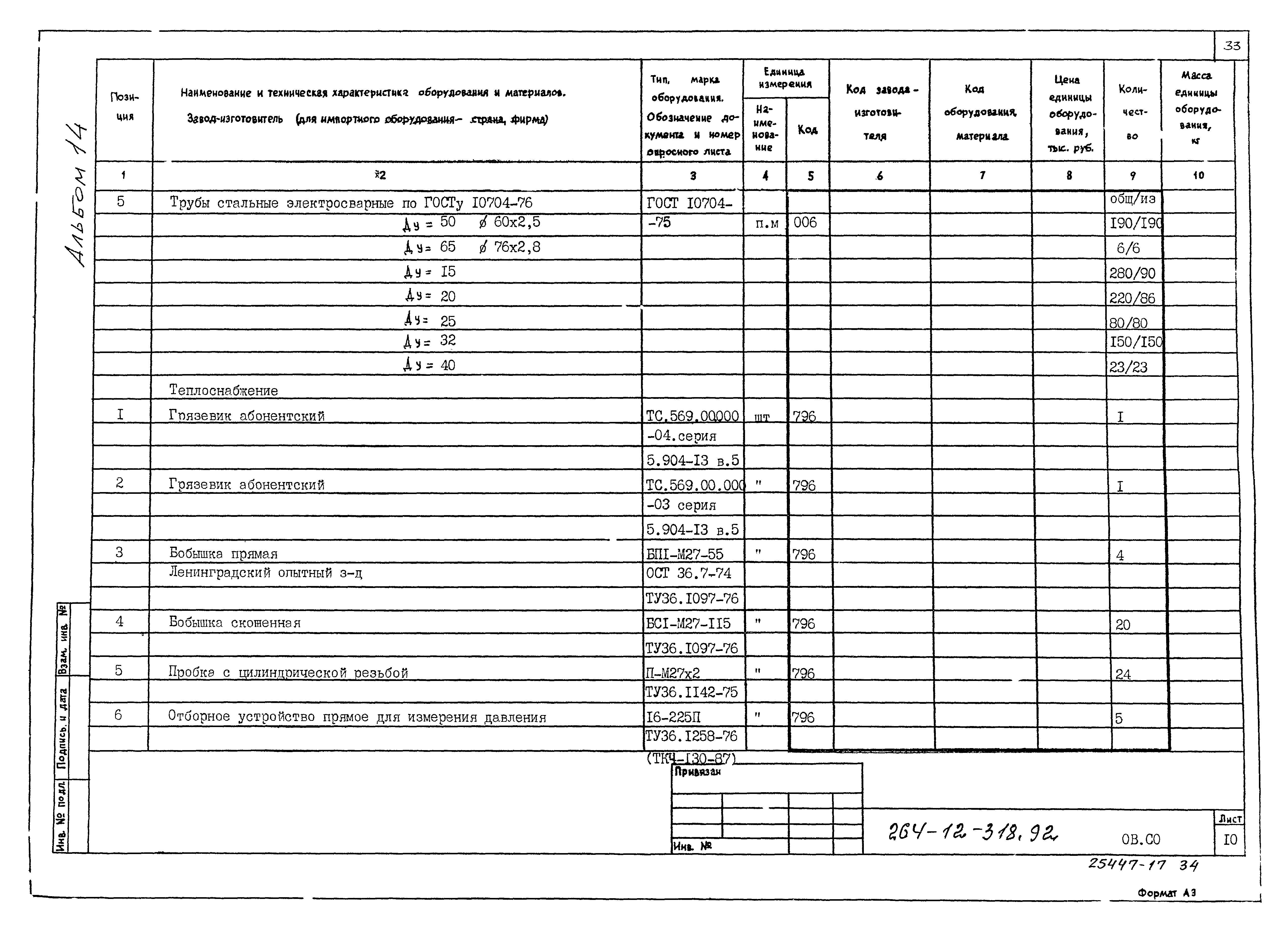 Типовой проект 264-12-318.92