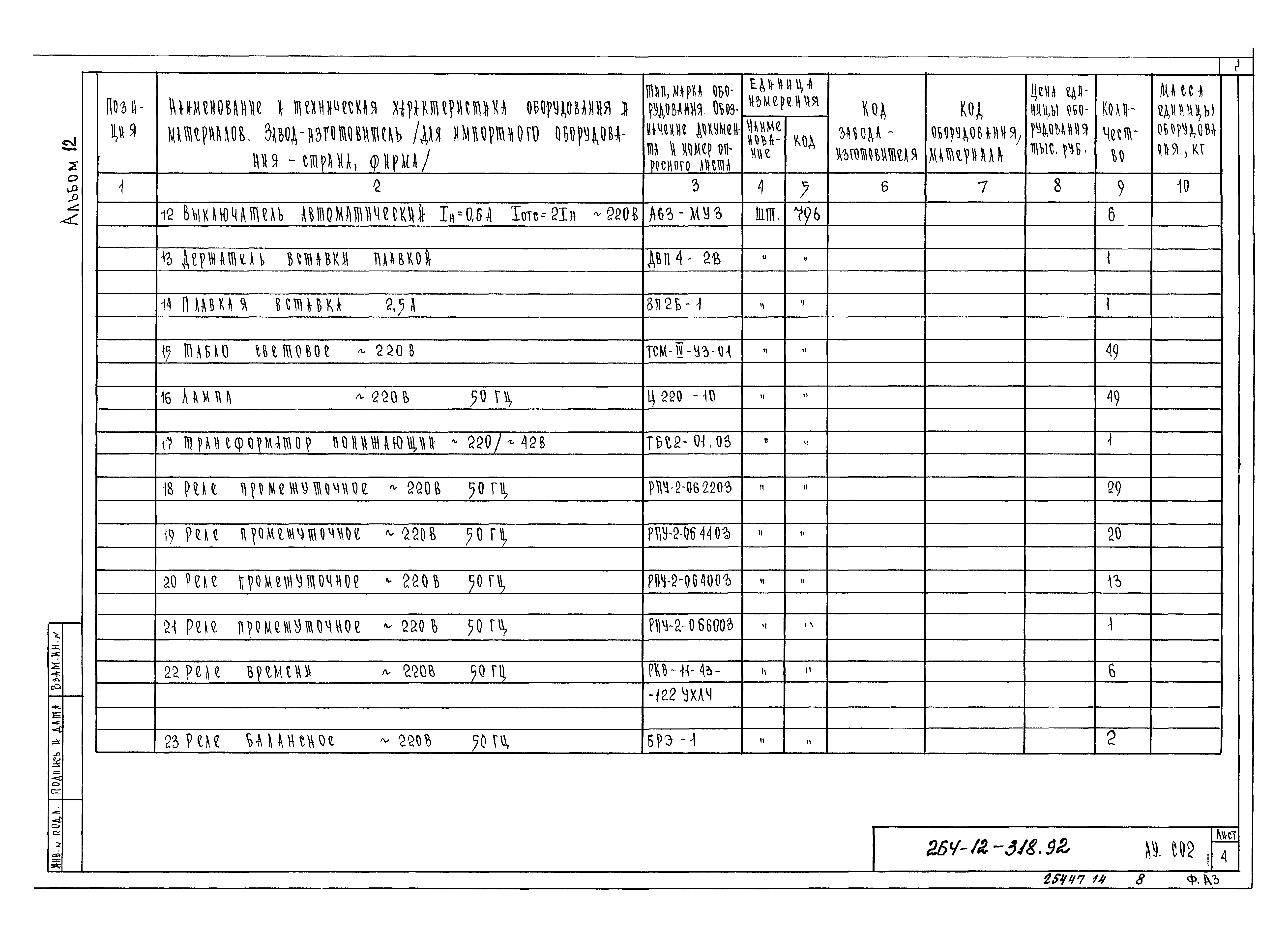 Типовой проект 264-12-318.92