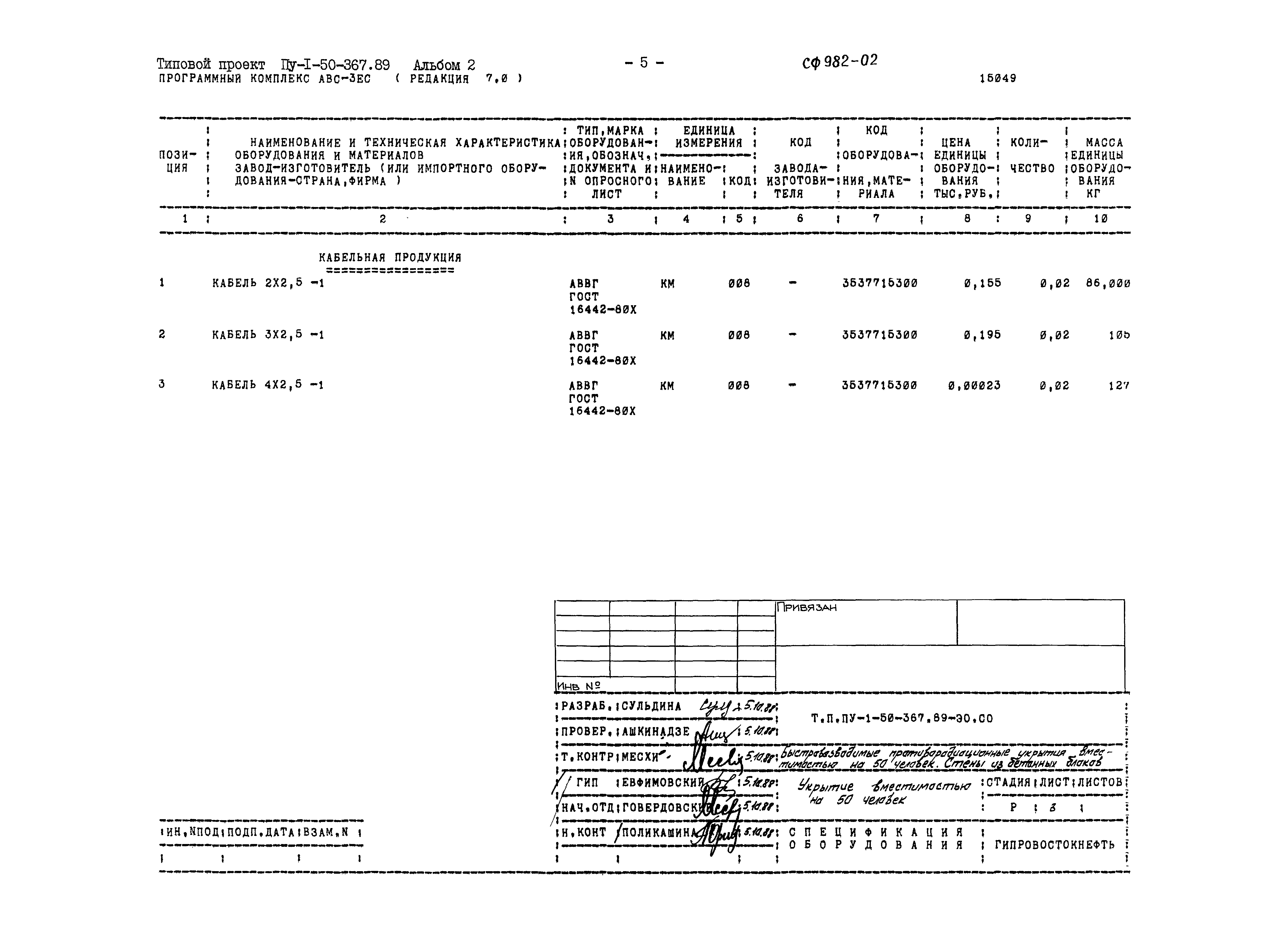 Типовой проект Пу-1-50-367.89