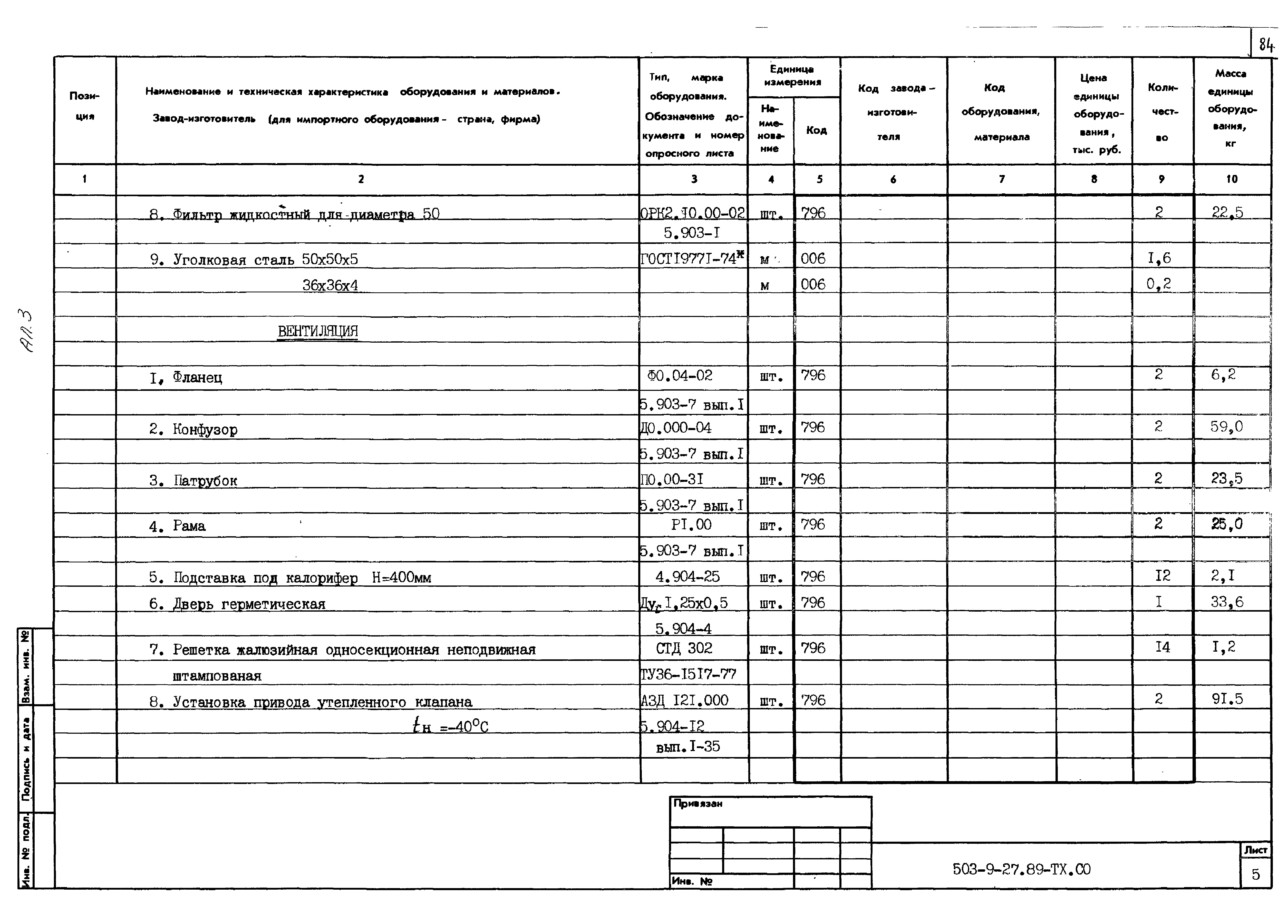 Типовой проект 503-9-27.89