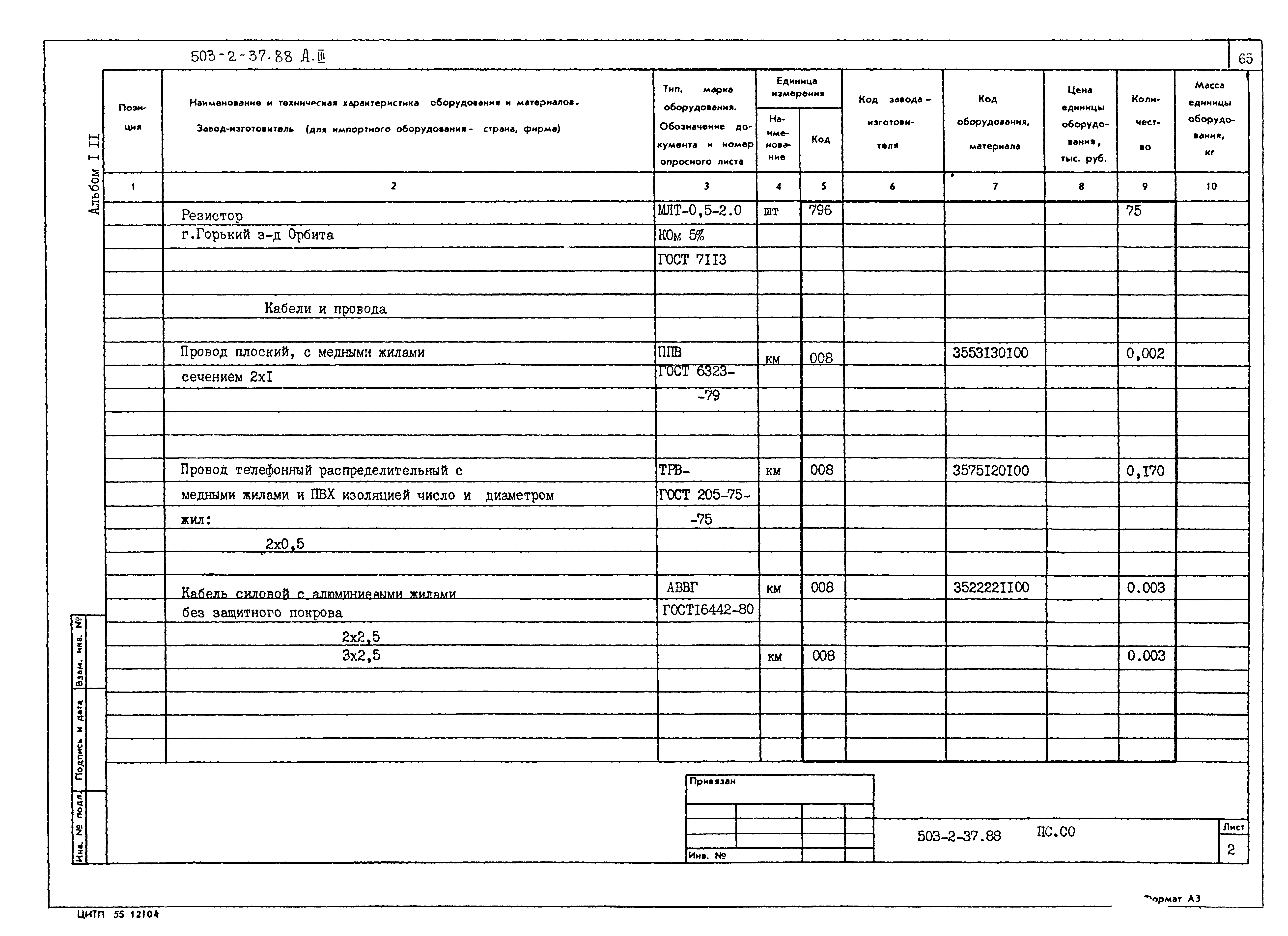 Типовой проект 503-2-37.88