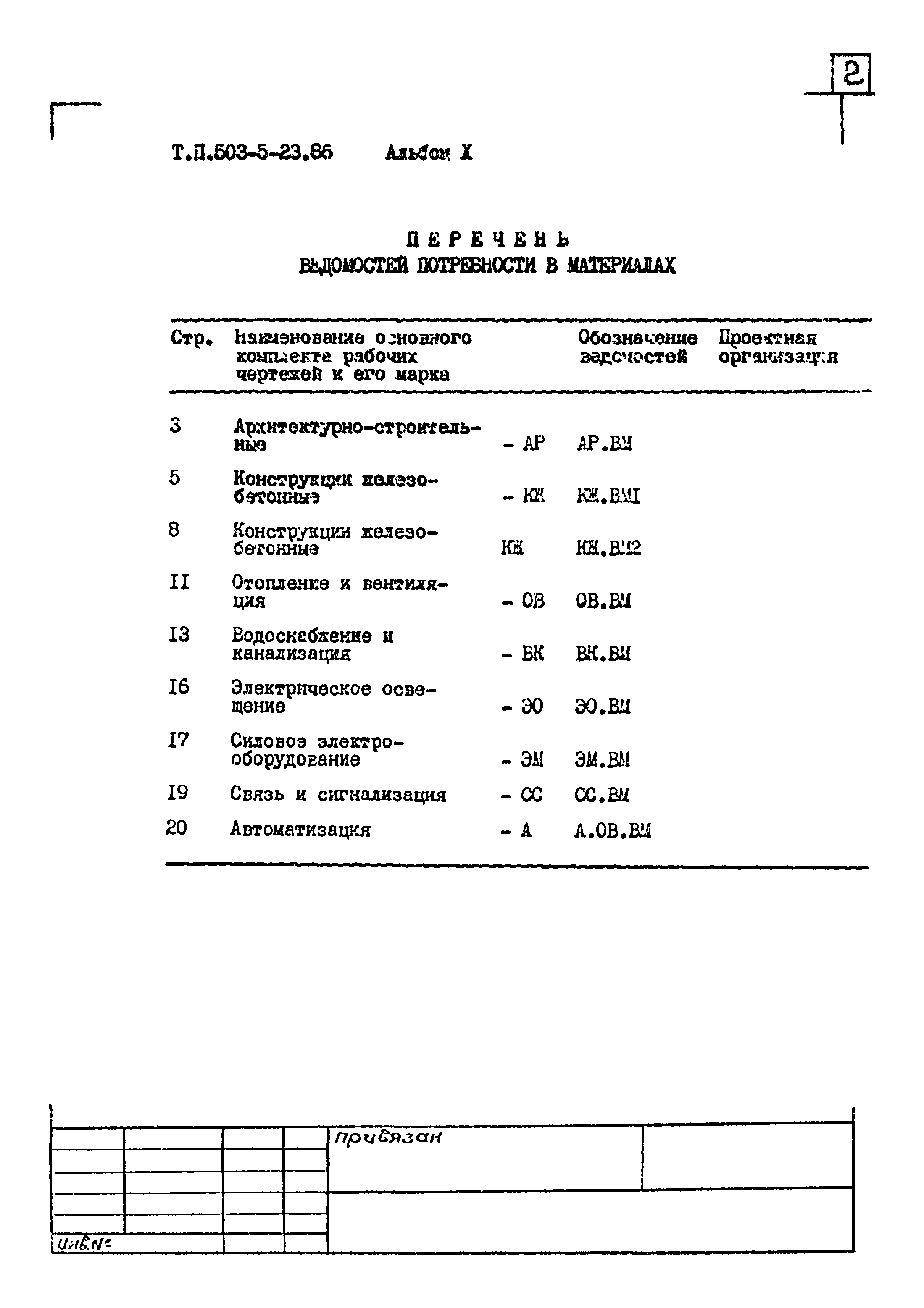 Типовой проект 503-5-23.86