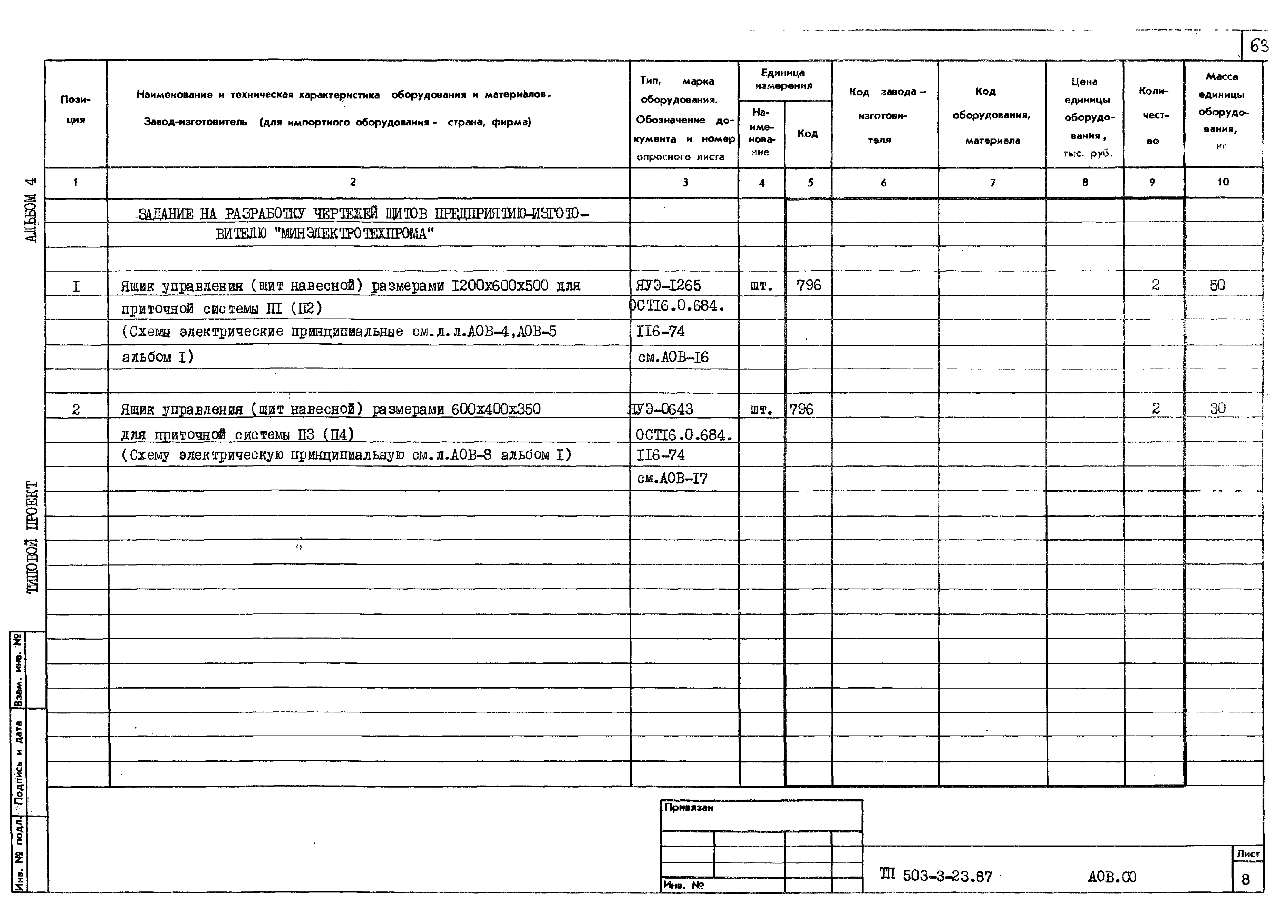 Типовой проект 503-3-23.87