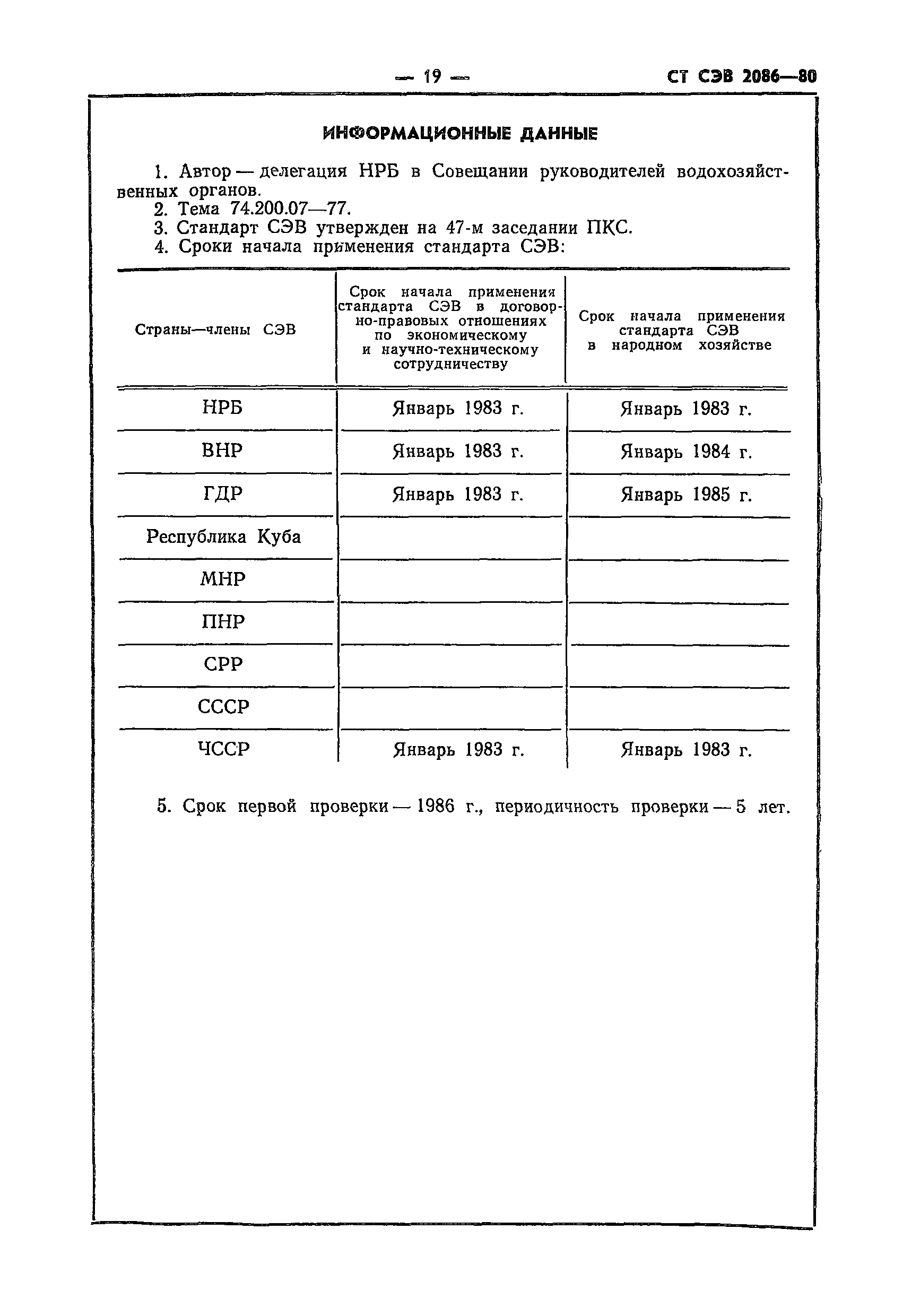 СТ СЭВ 2086-80