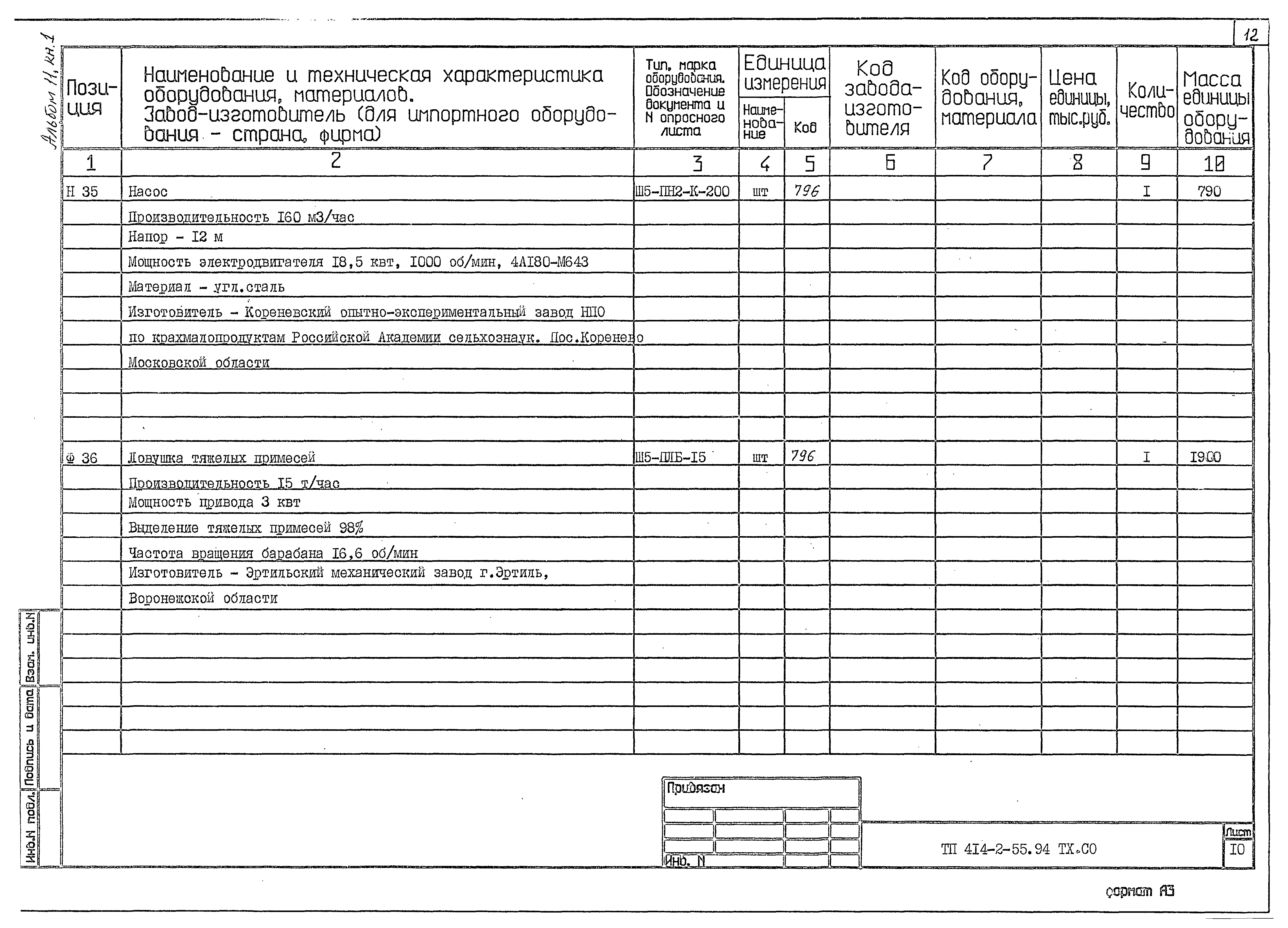 Типовой проект 414-2-55.94