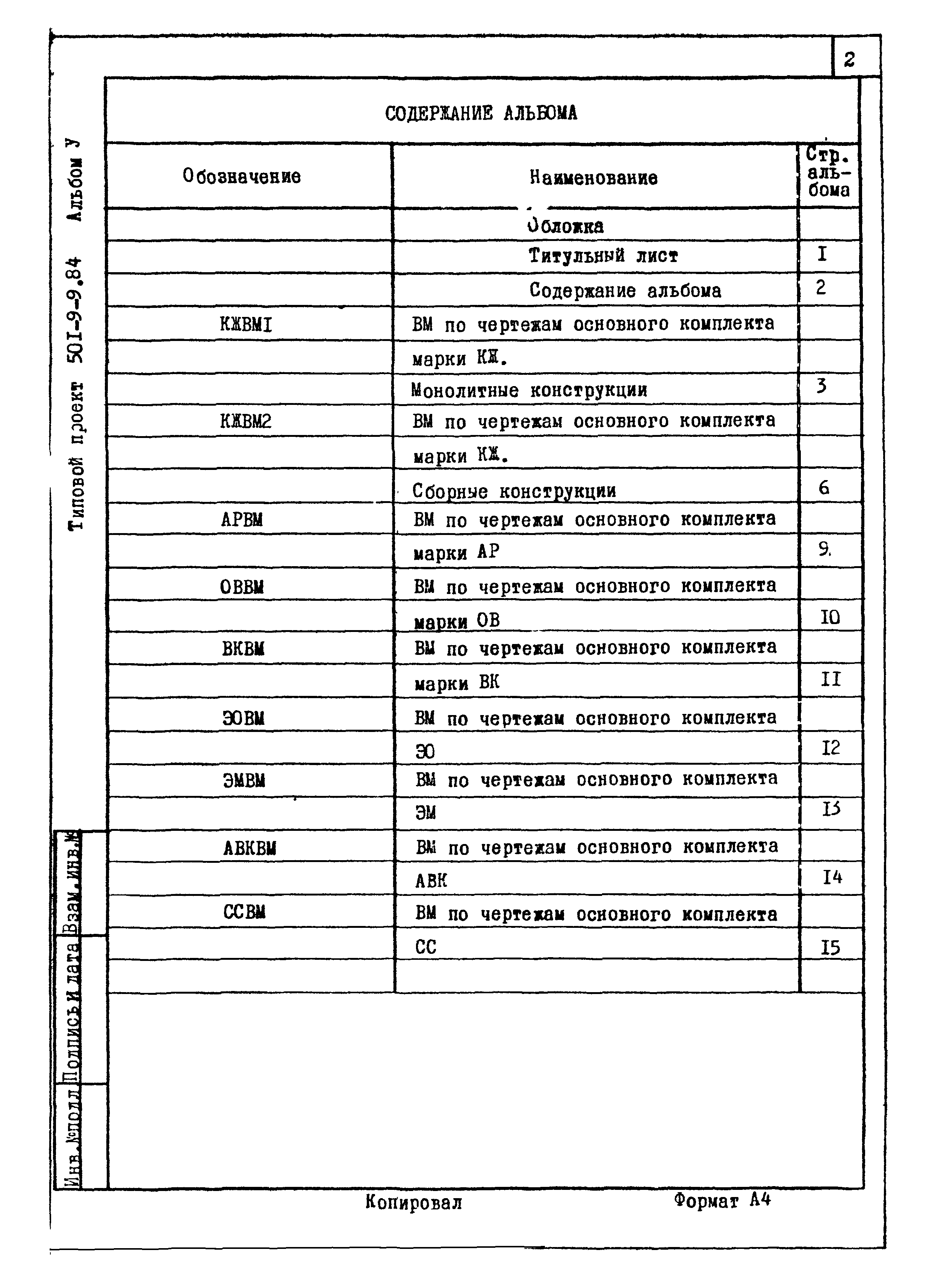 Типовой проект 501-9-9.84