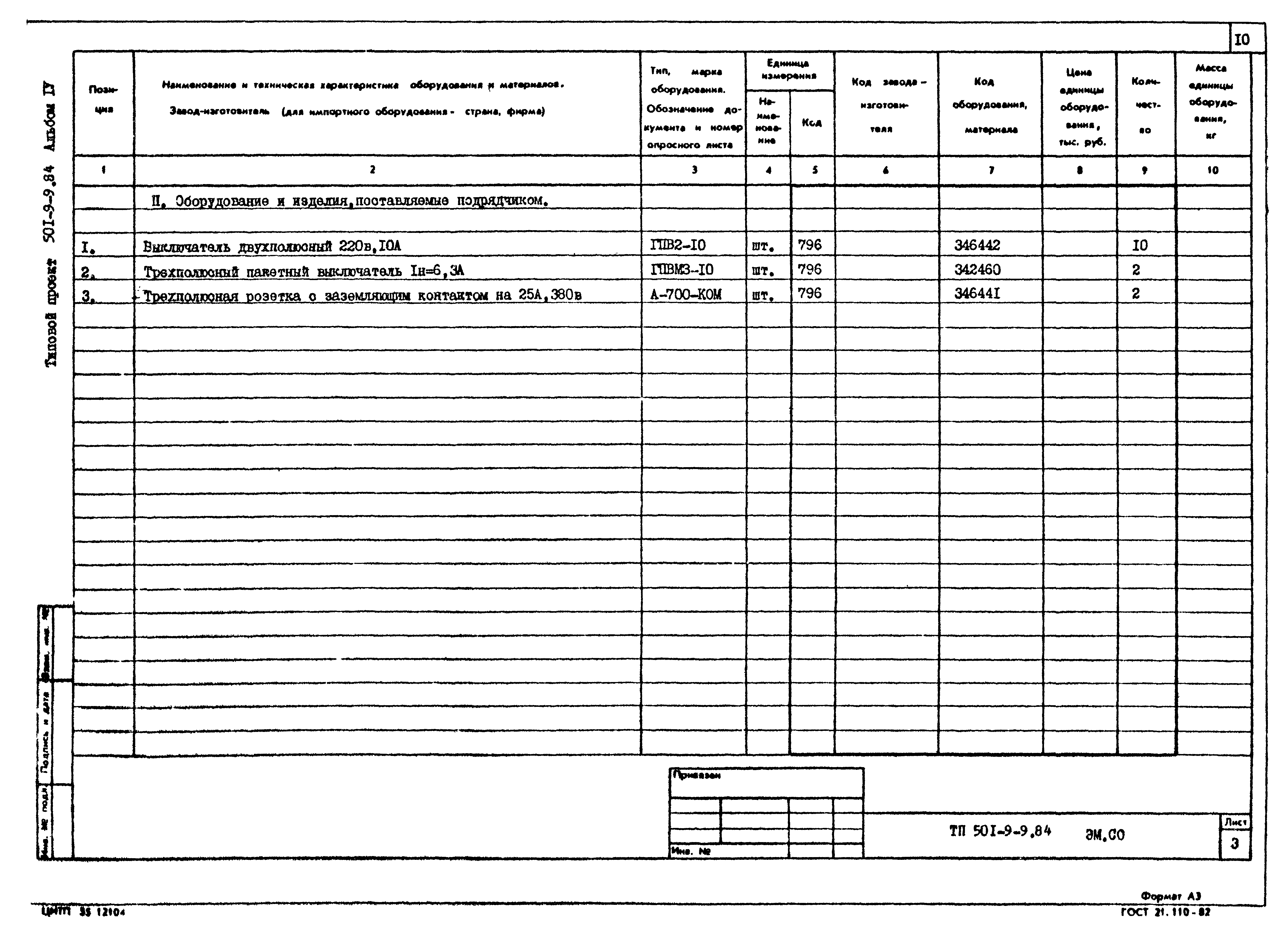 Типовой проект 501-9-9.84