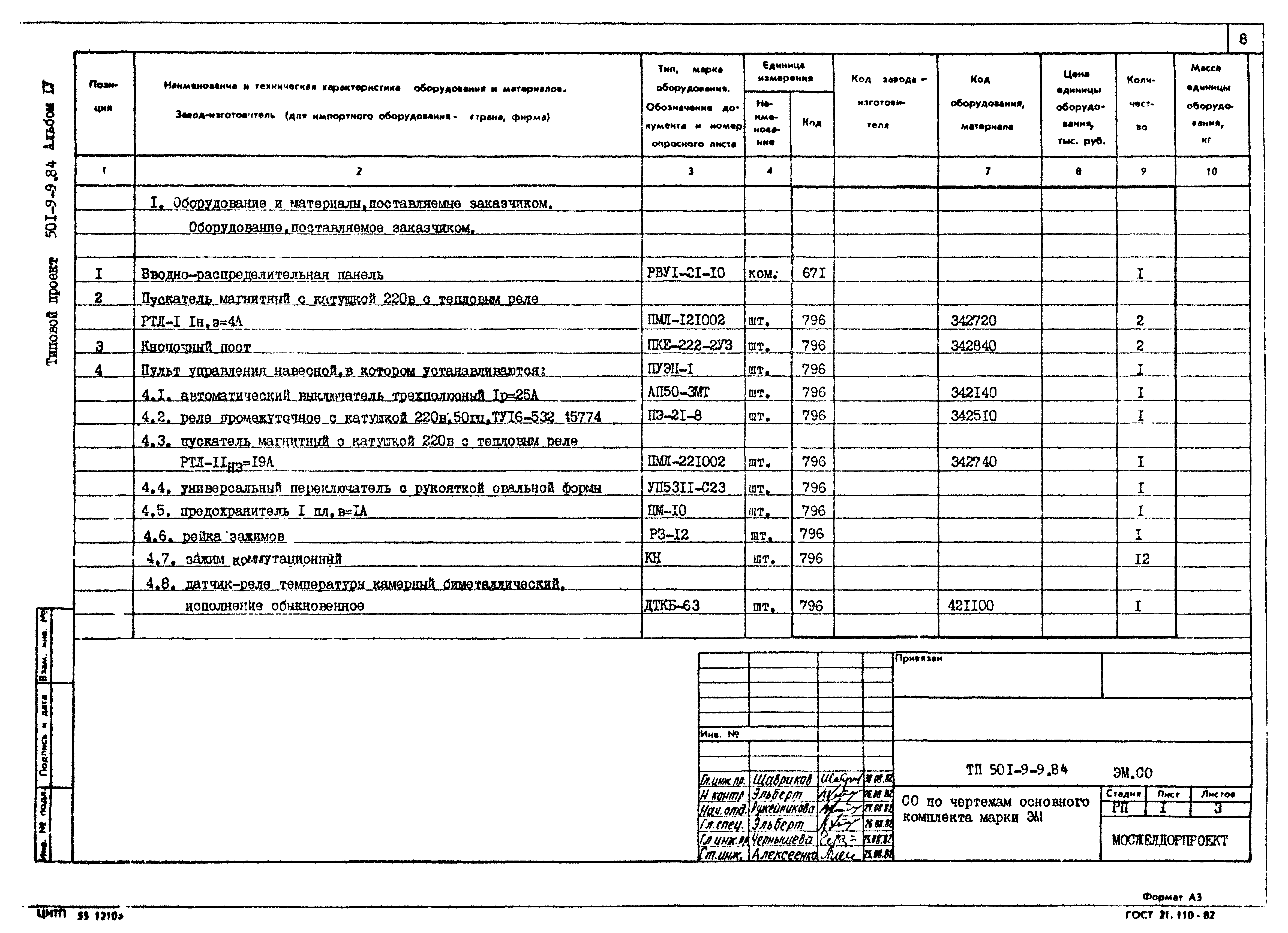 Типовой проект 501-9-9.84