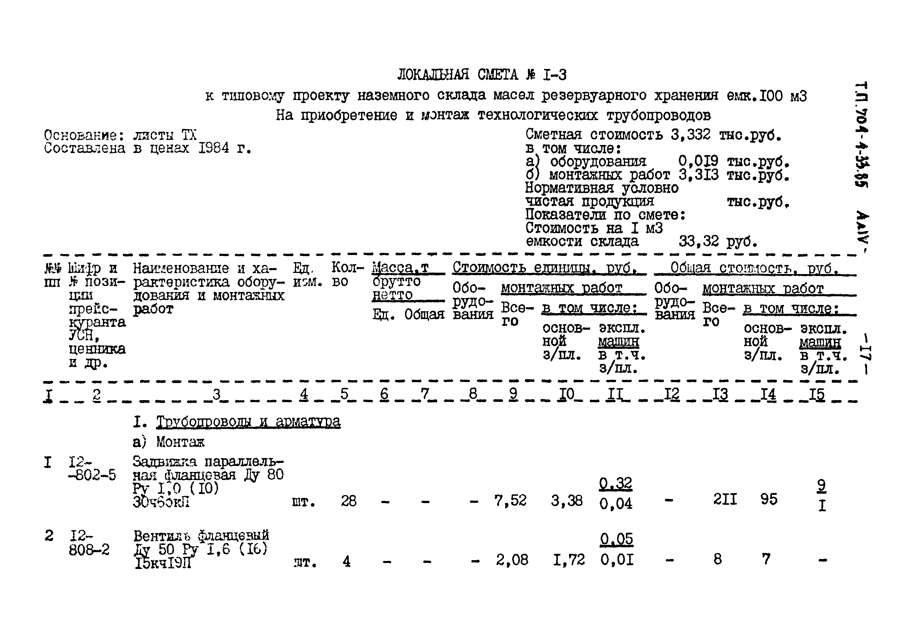 Типовой проект 704-4-33.85