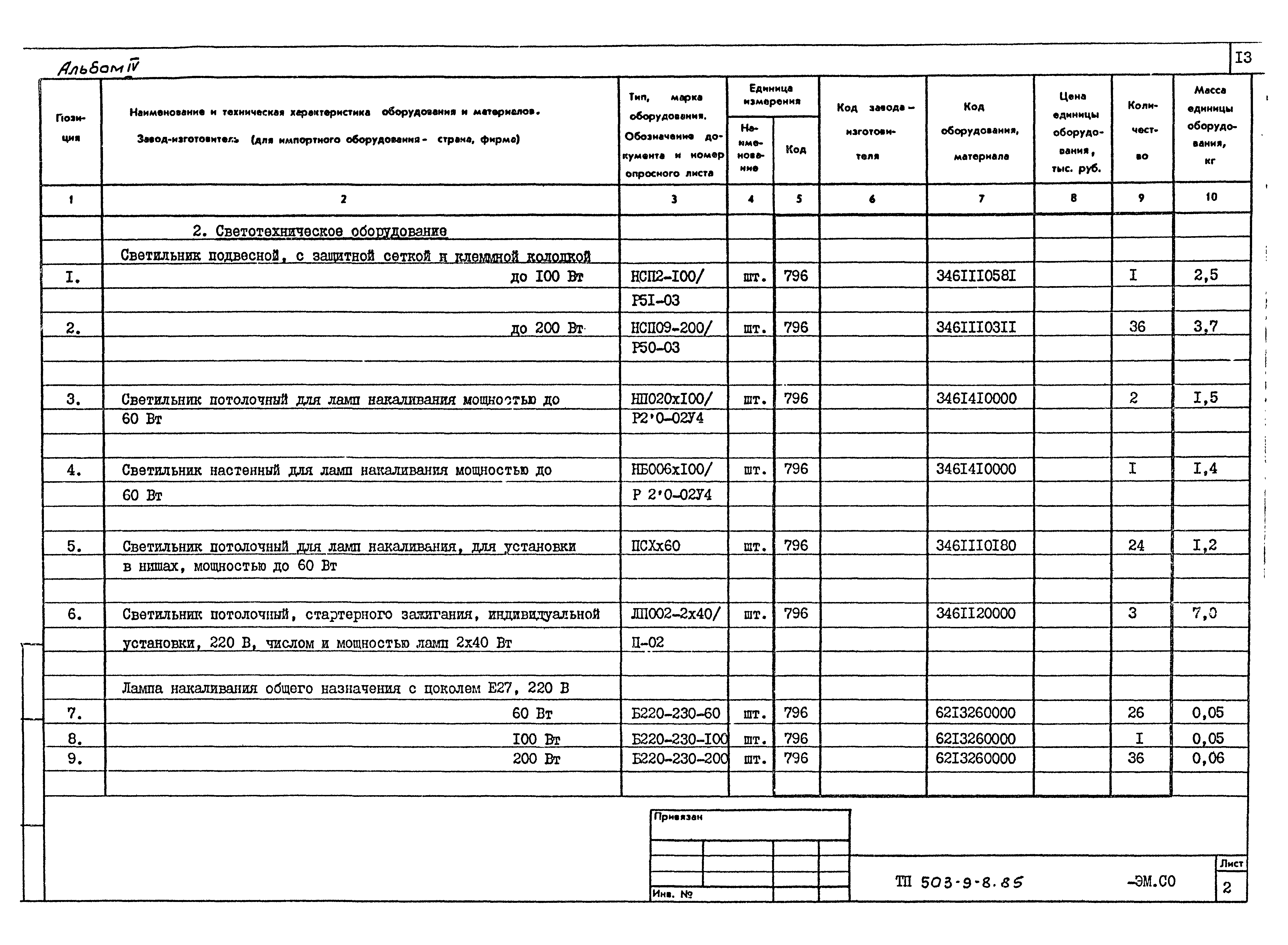 Типовой проект 503-9-8.85