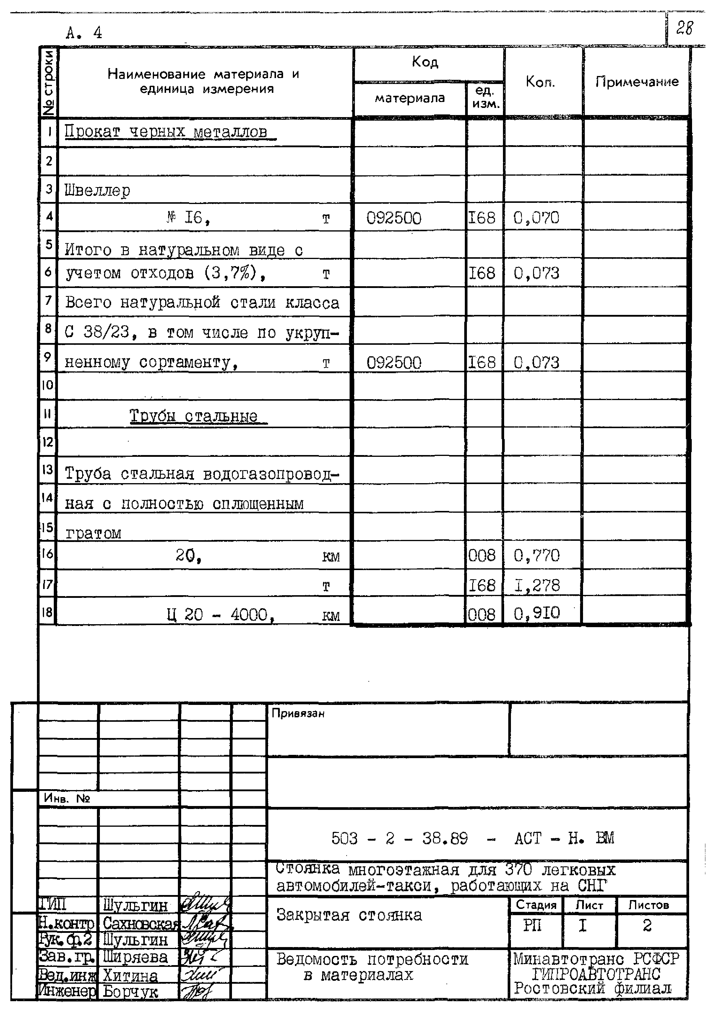 Типовой проект 503-2-38.89