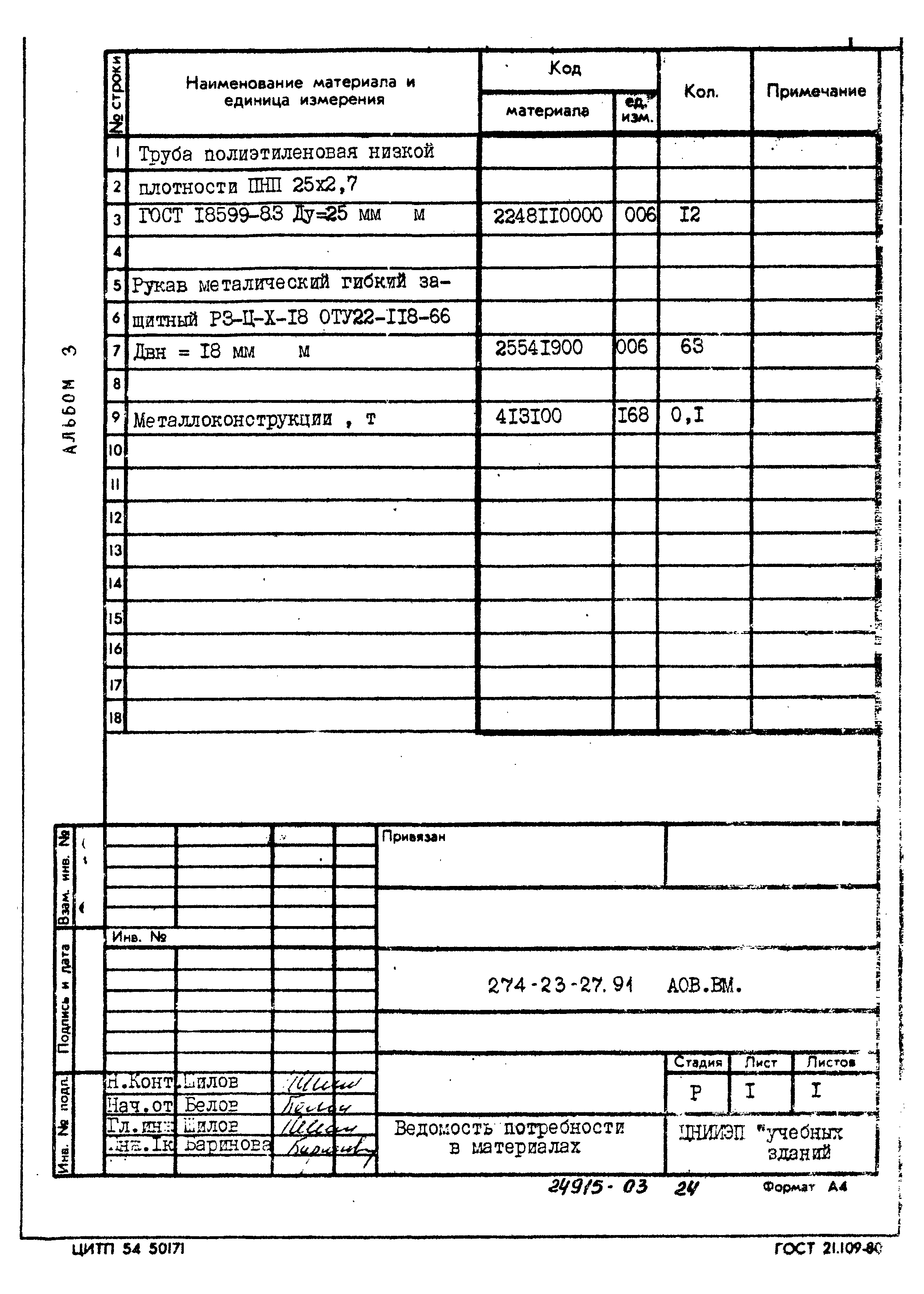 Типовой проект 274-23-27.91