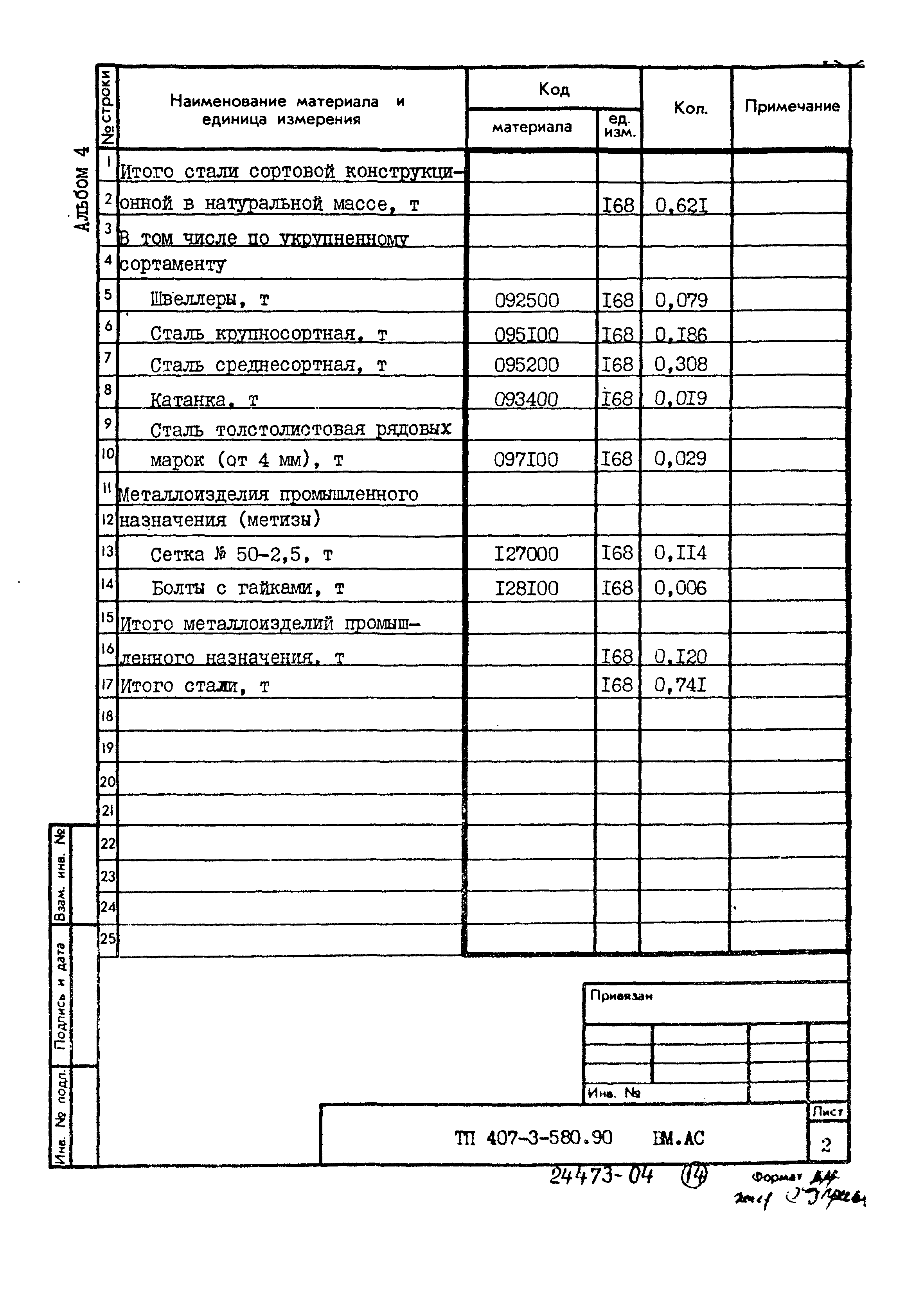 Типовой проект 407-3-580.90