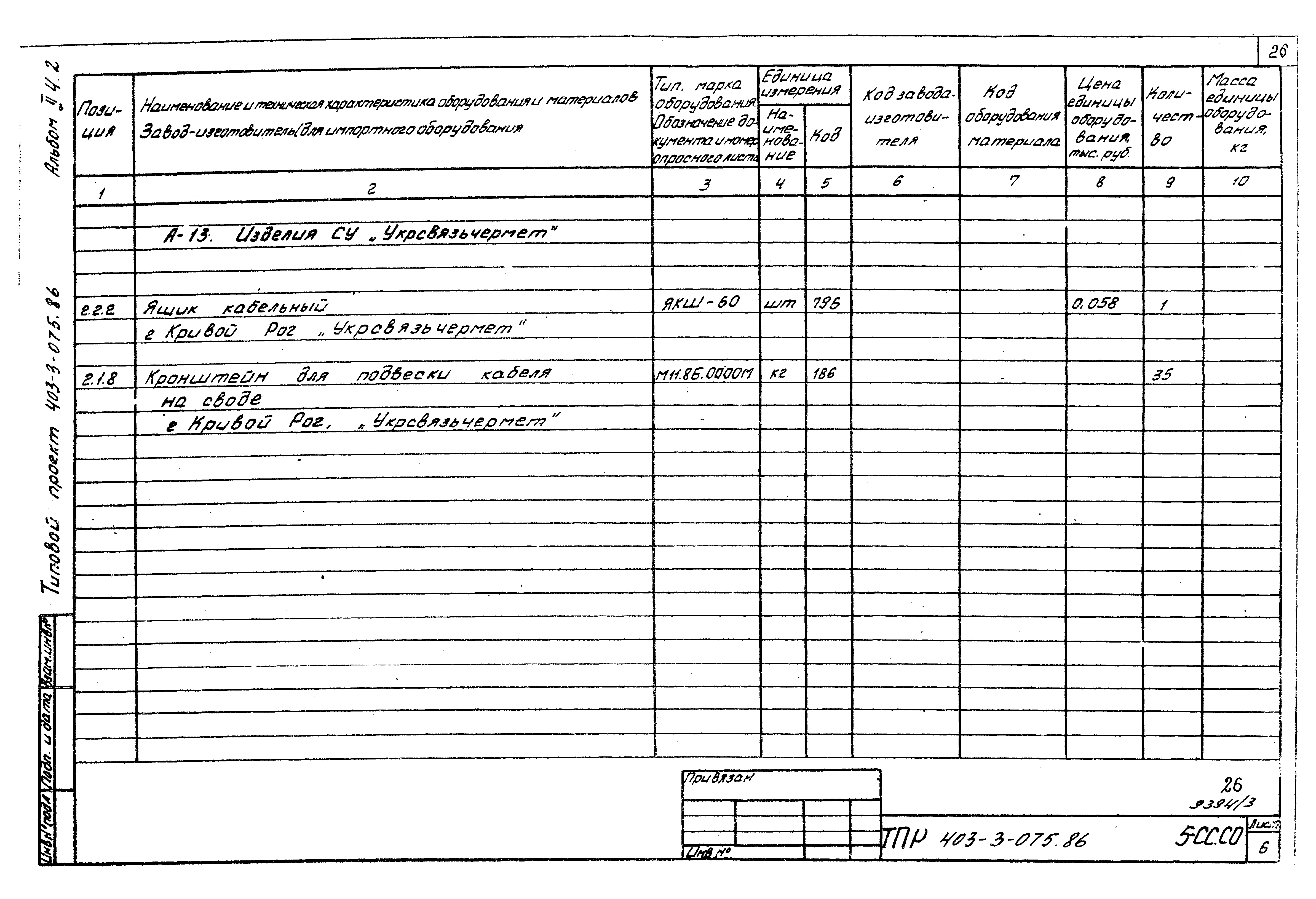 Типовые проектные решения 403-3-075.86