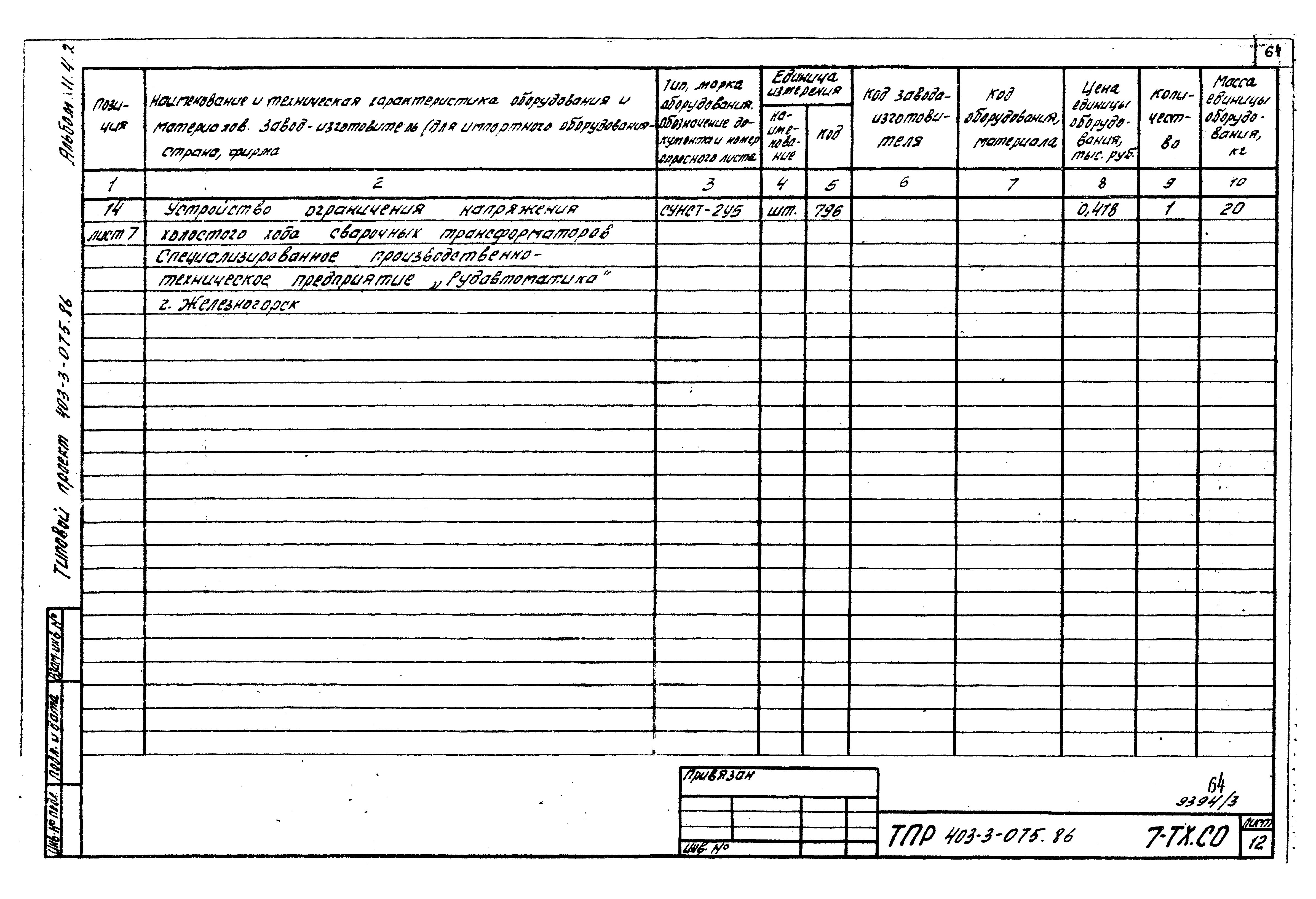 Типовые проектные решения 403-3-075.86