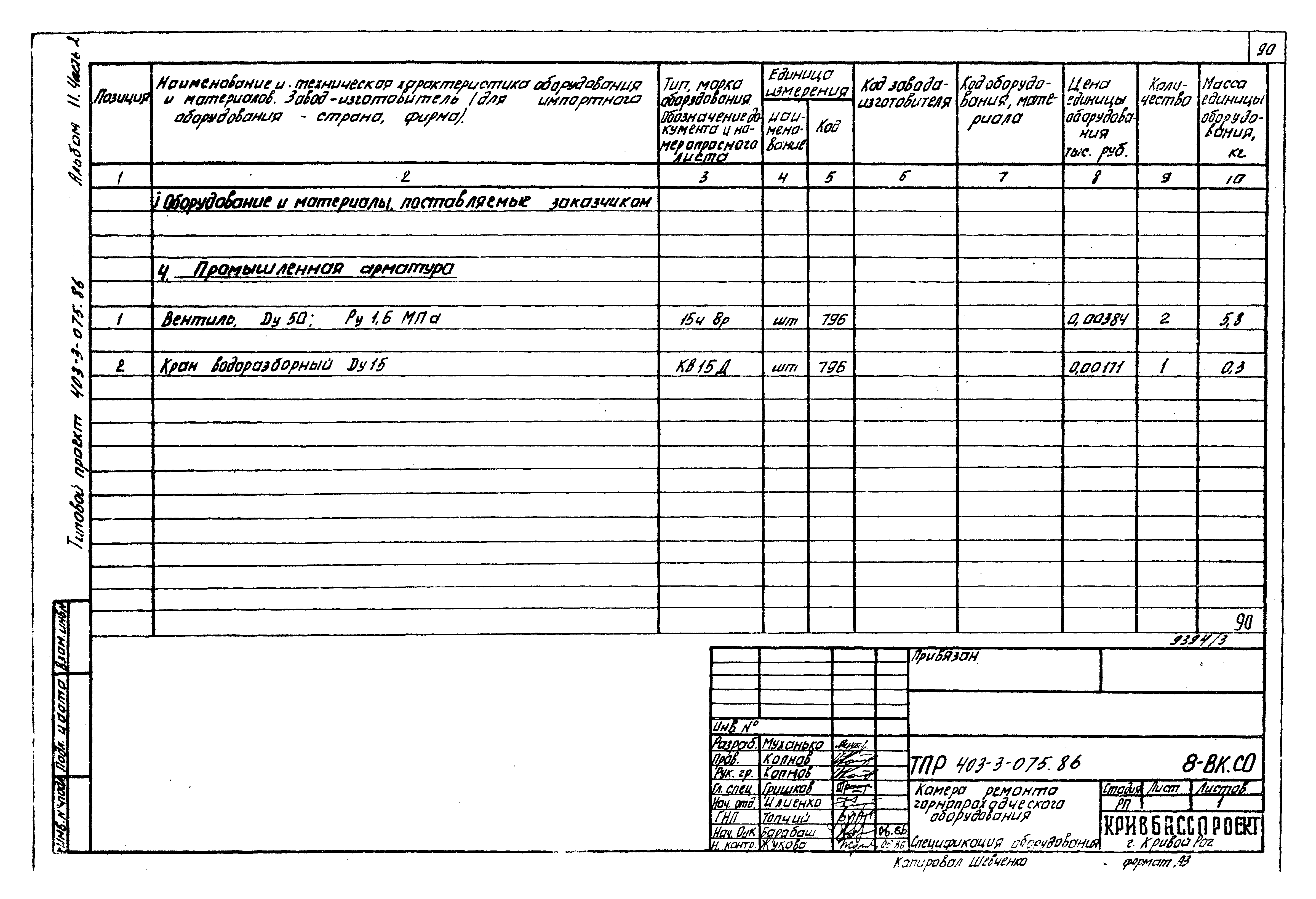 Типовые проектные решения 403-3-075.86