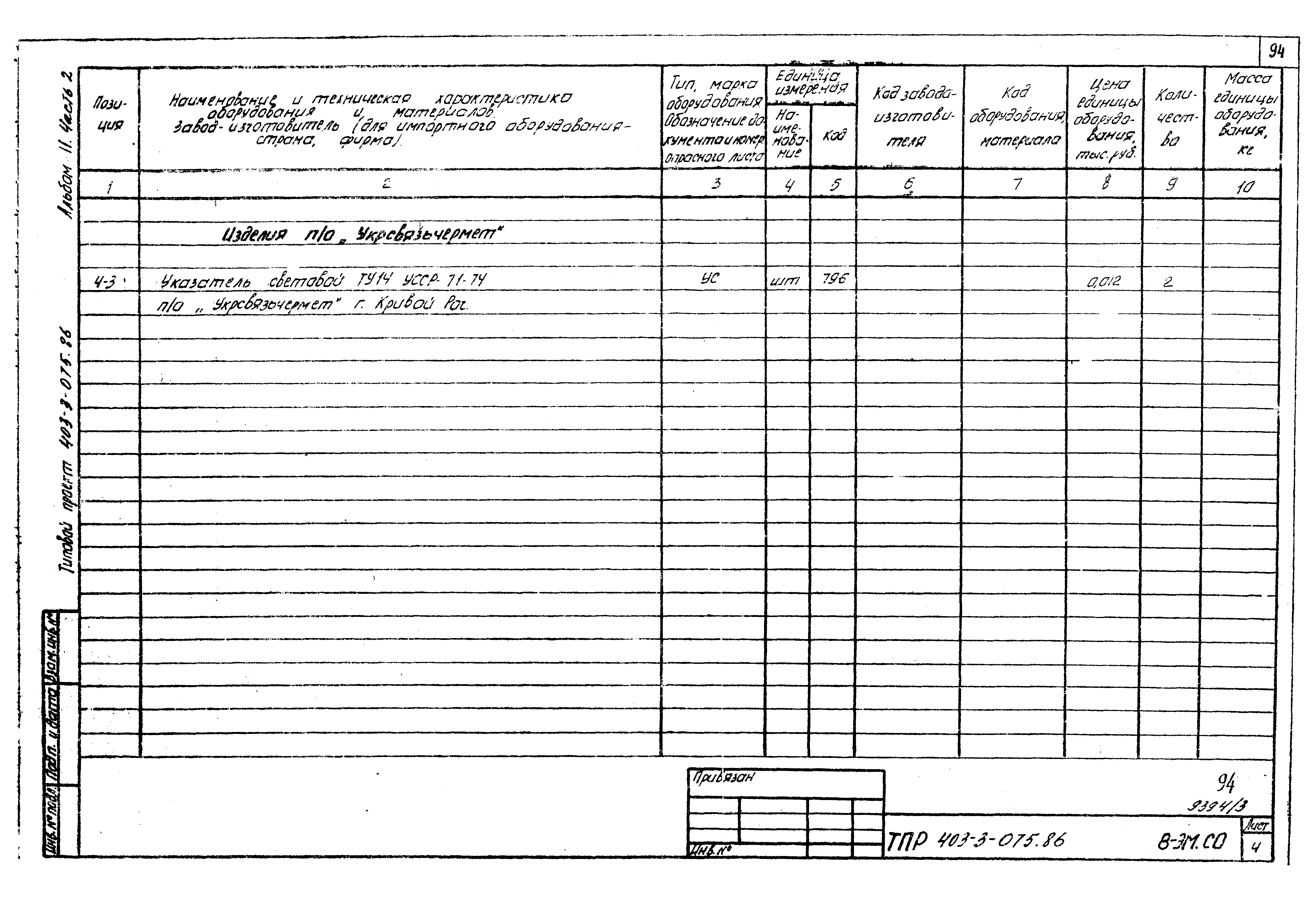 Типовые проектные решения 403-3-075.86