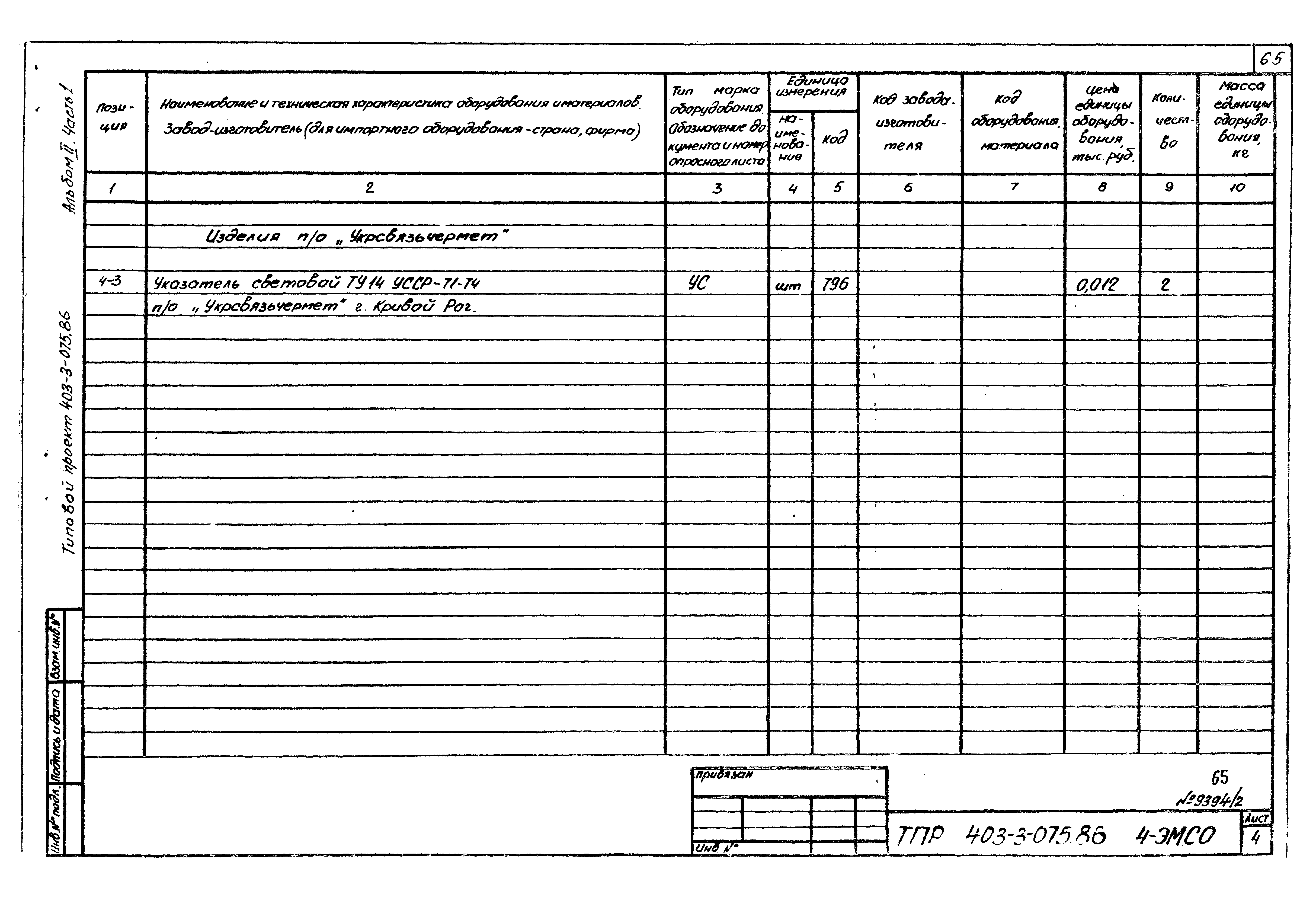 Типовые проектные решения 403-3-075.86