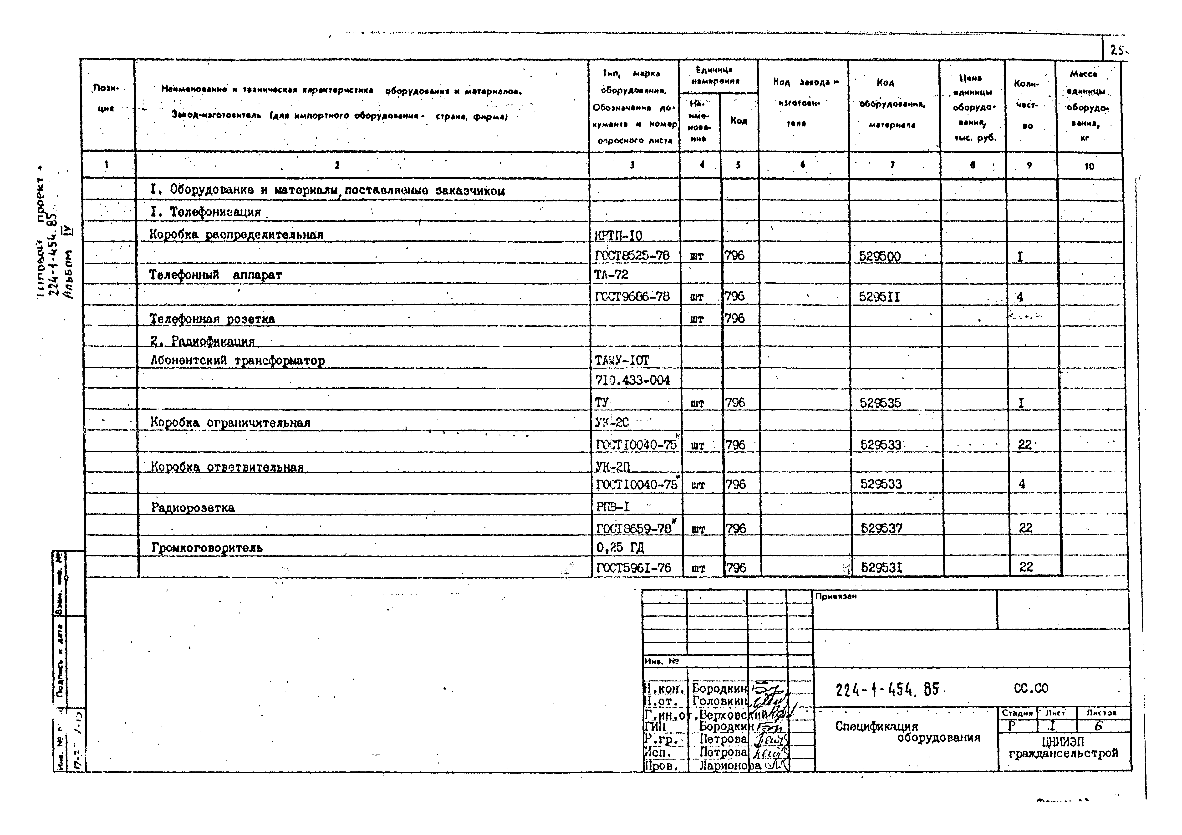 Типовой проект 224-1-454.85