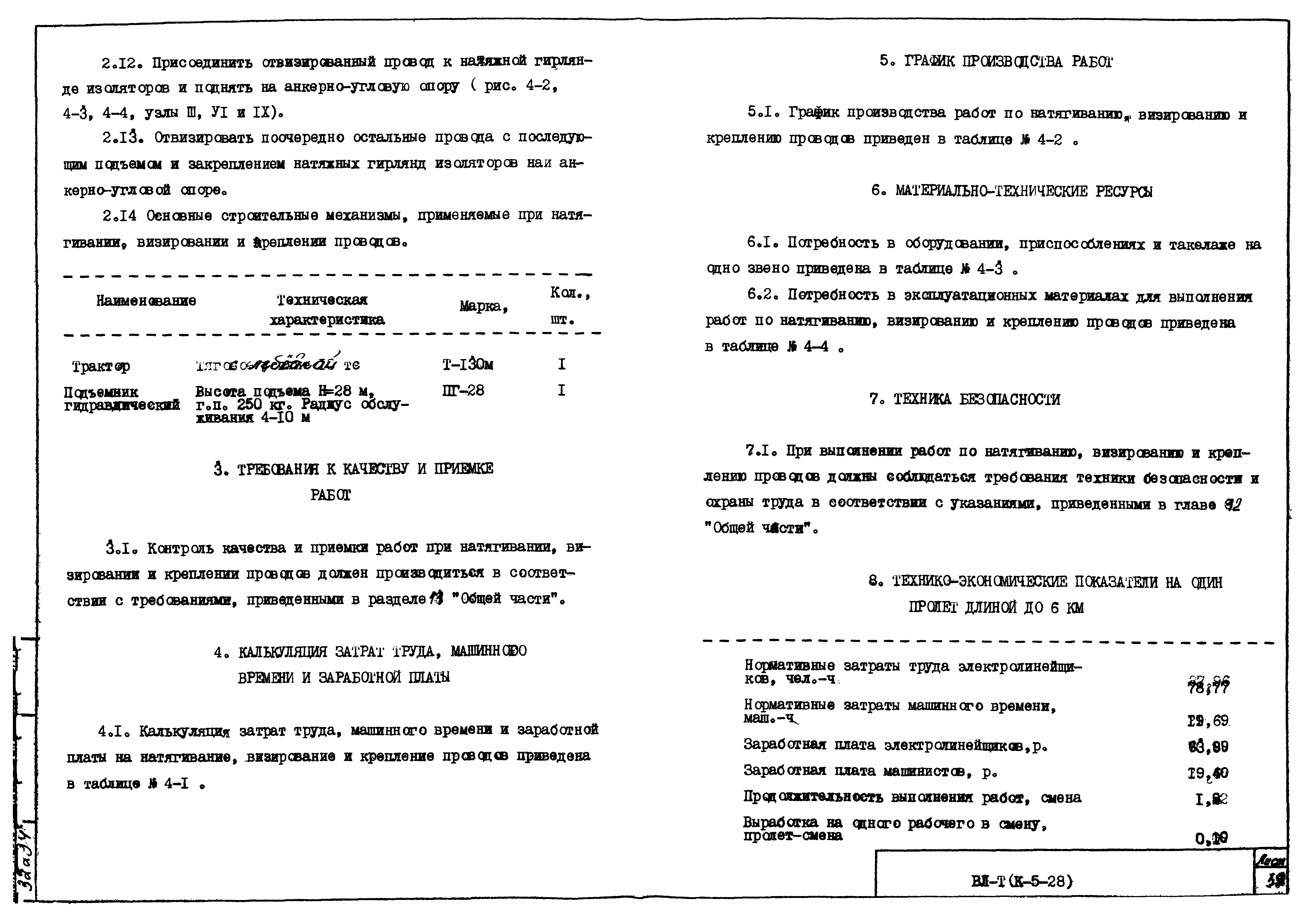 Технологическая карта К-5-28-4