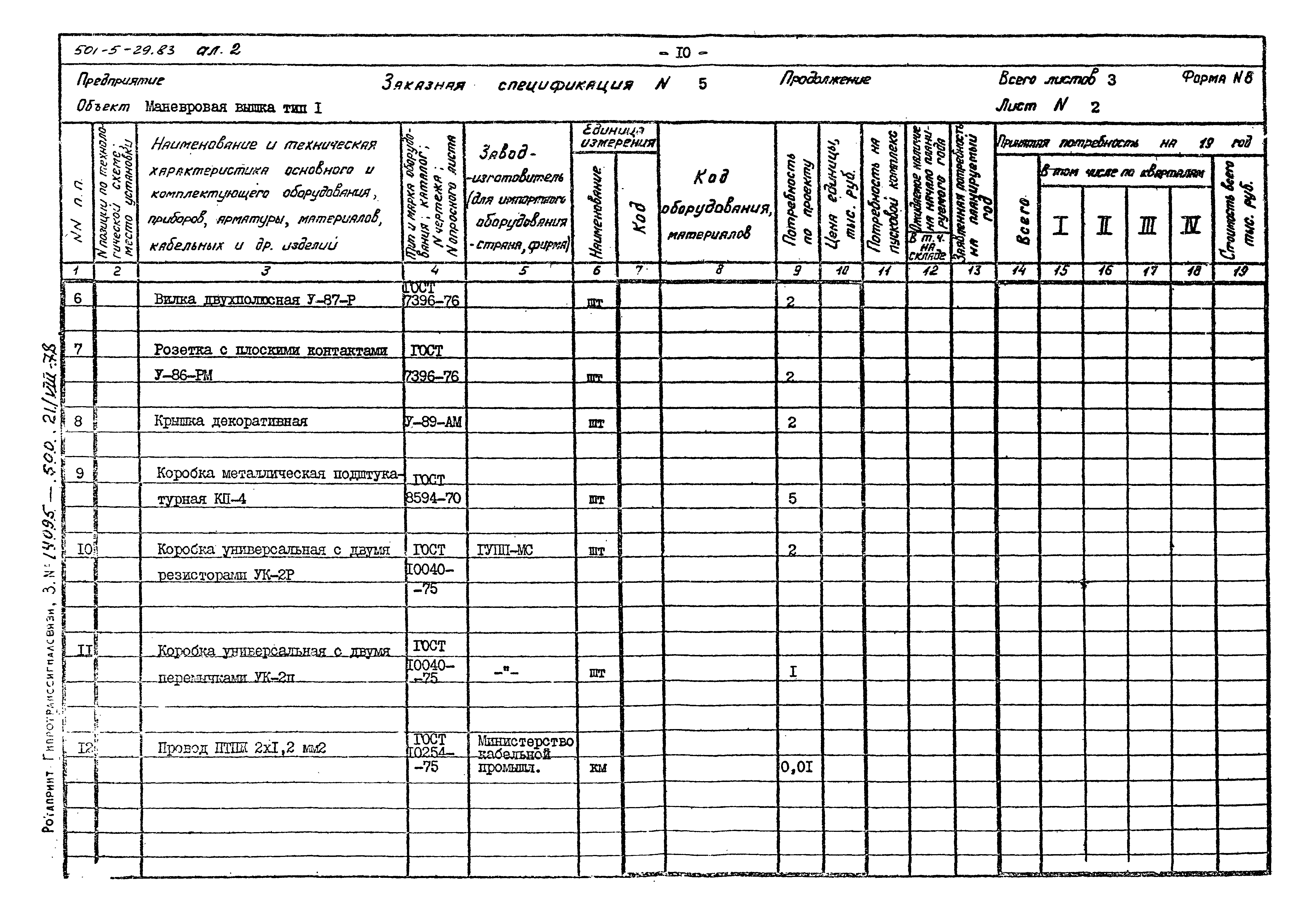 Типовой проект 501-5-29.83